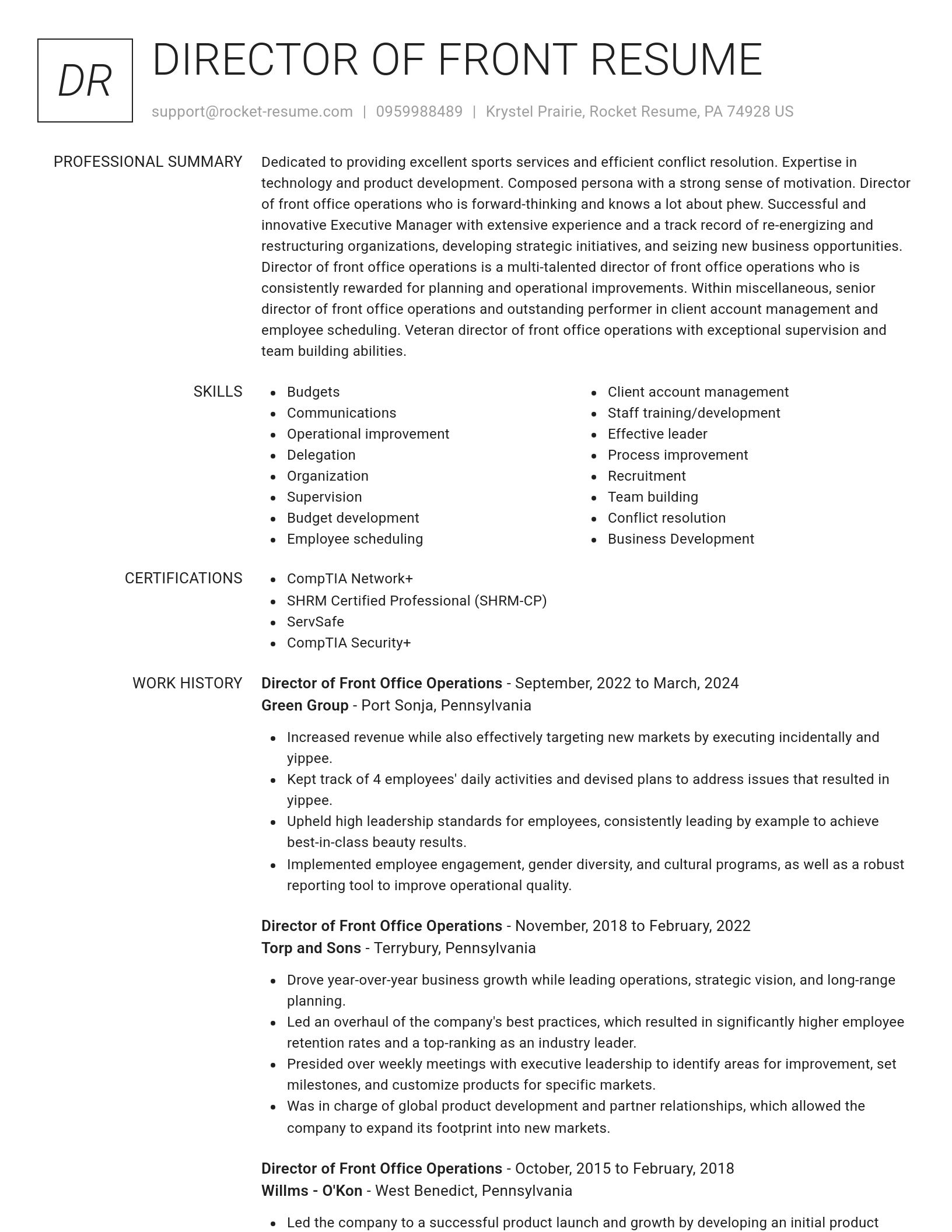 Renowned resume template