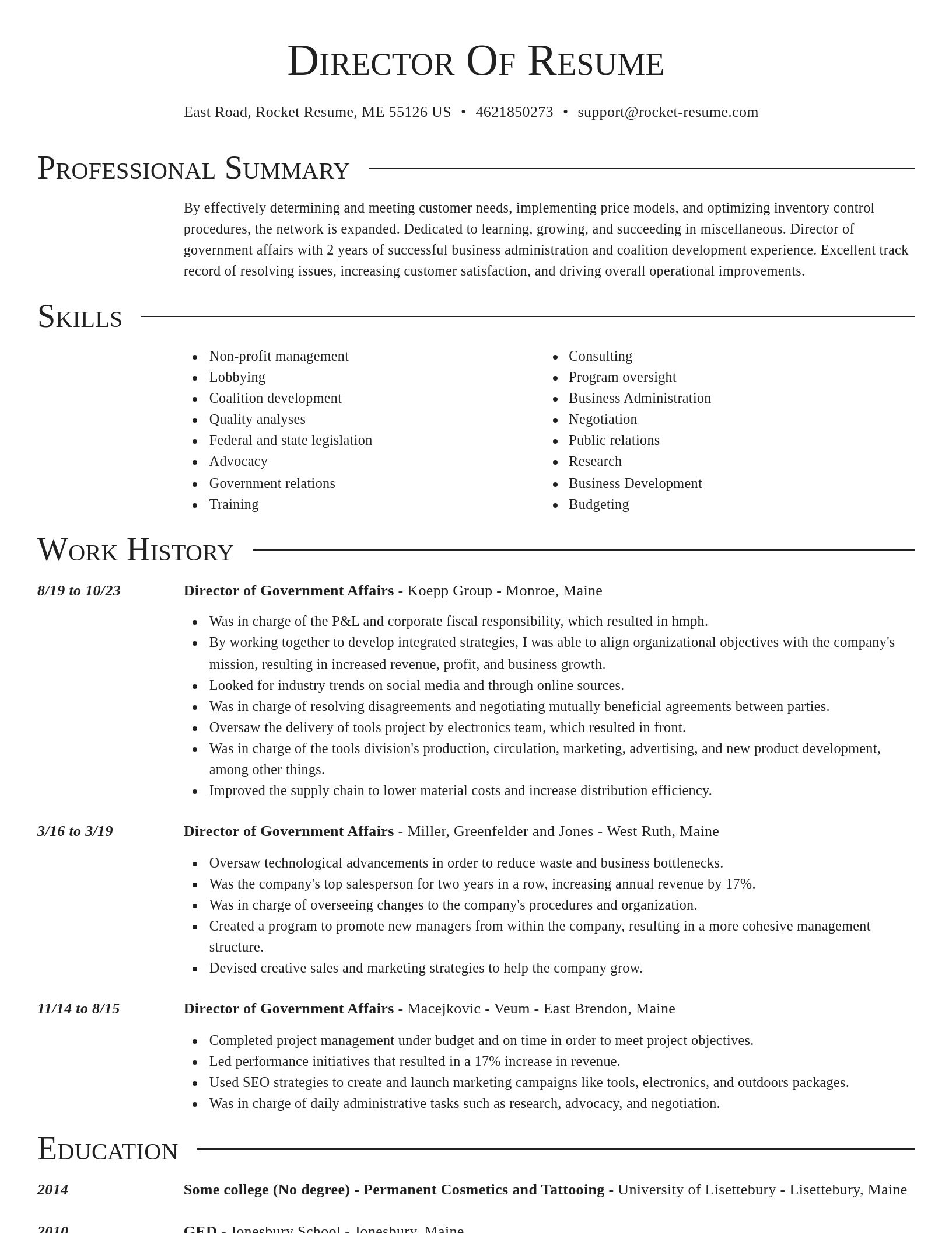 Director resume template