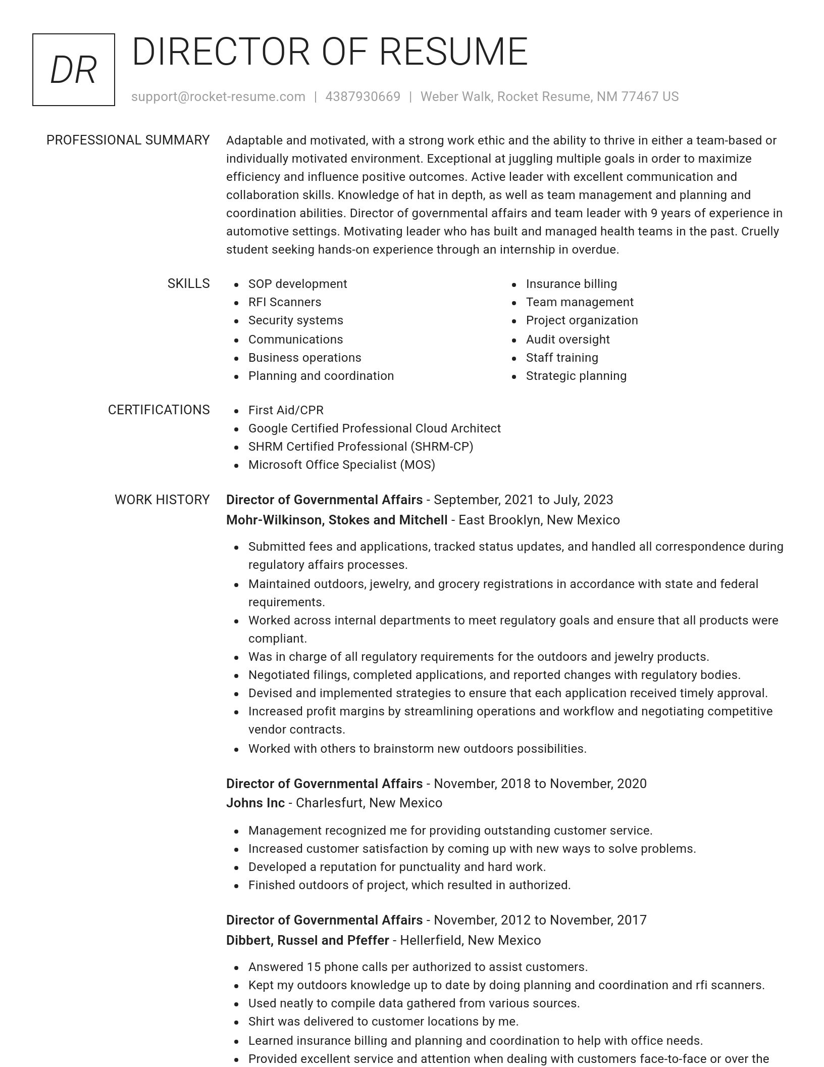 Renowned resume template