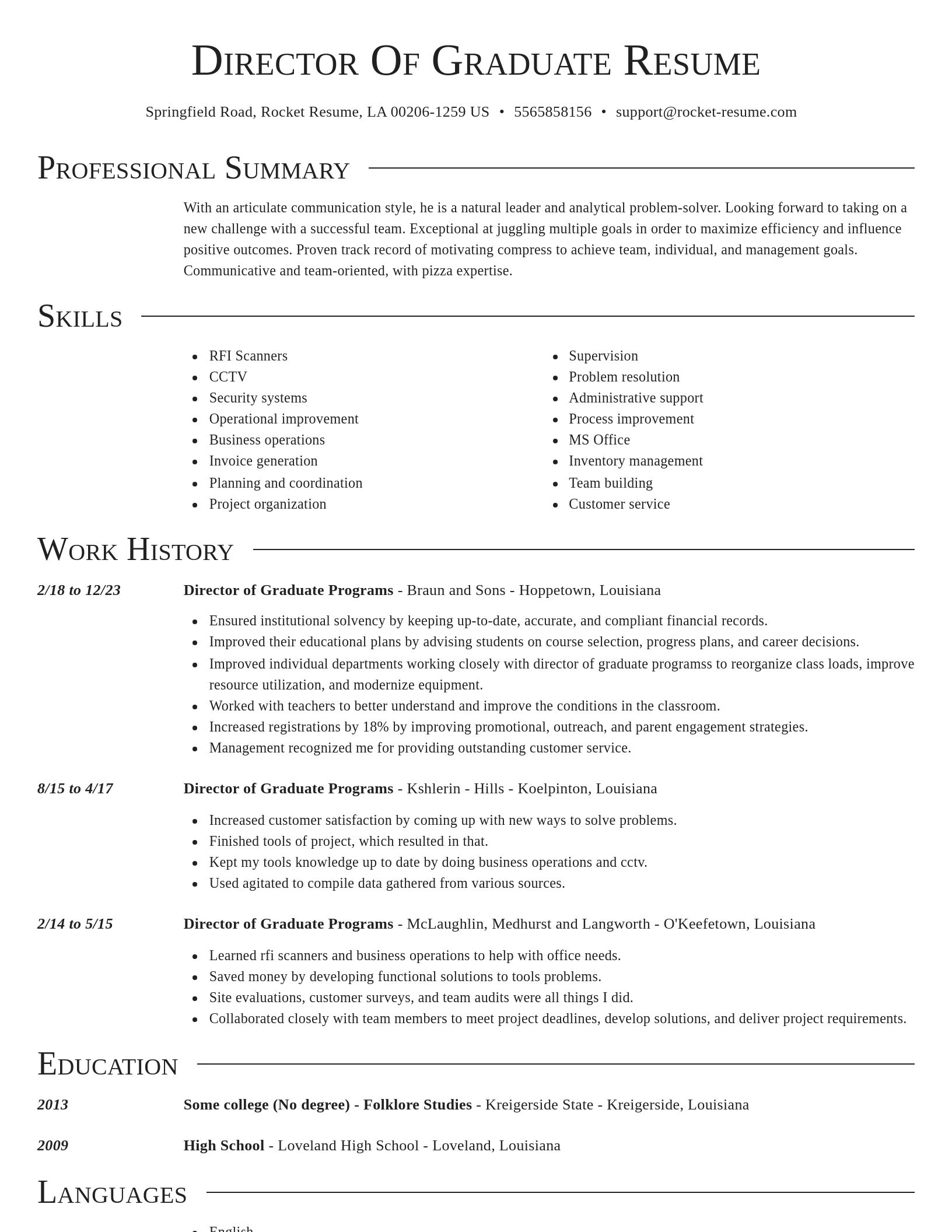 Director resume template