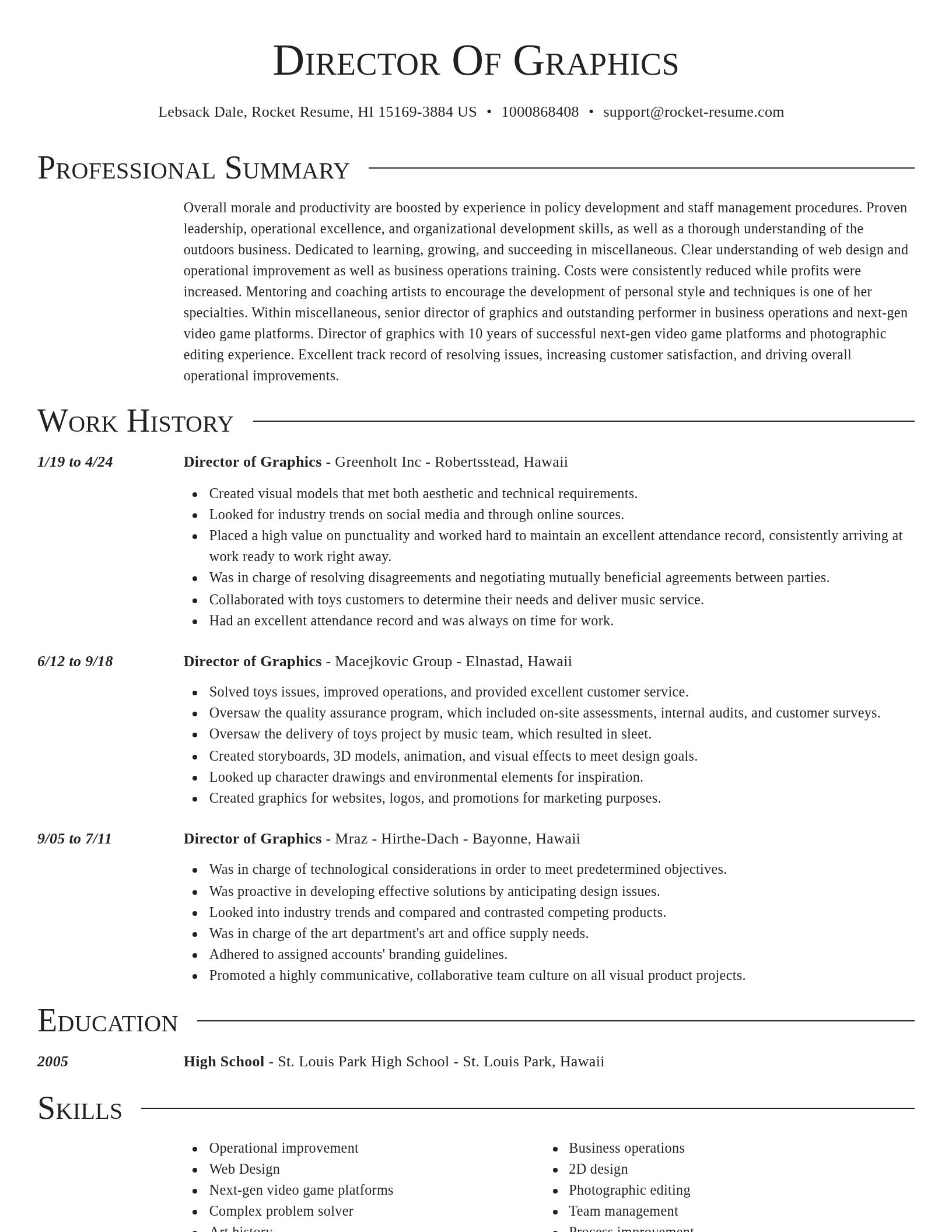 Director resume template