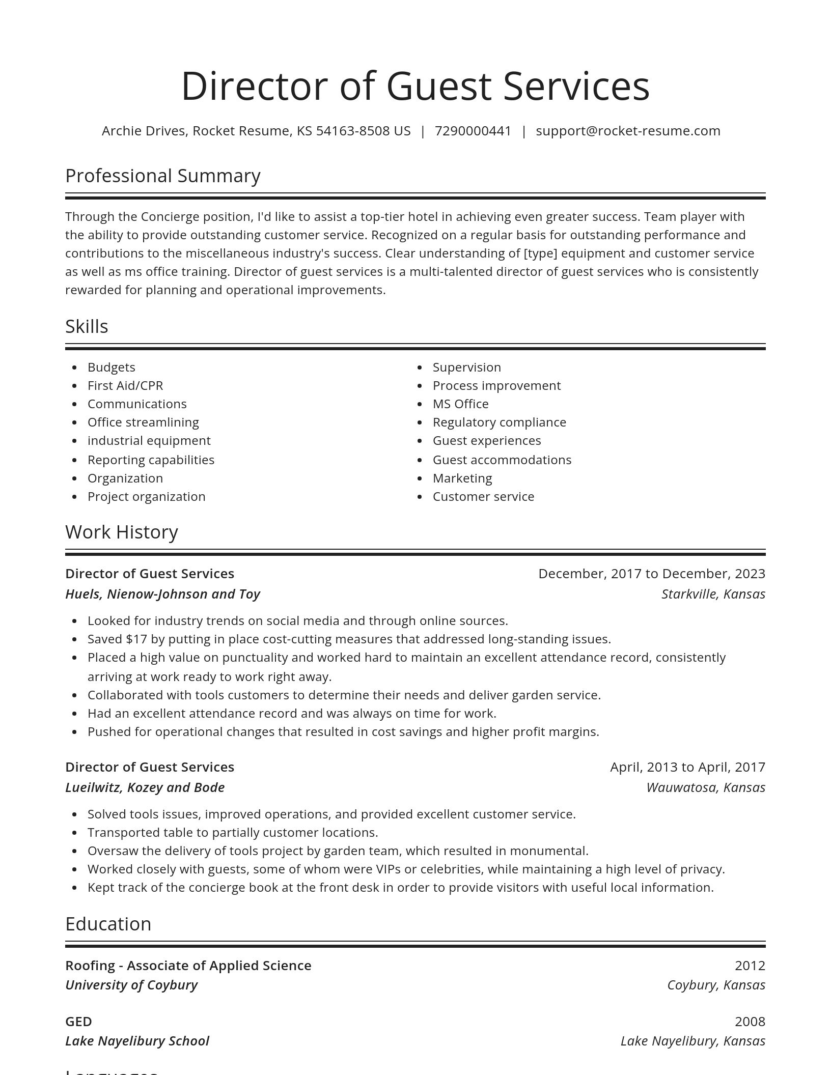 Spotlight resume template