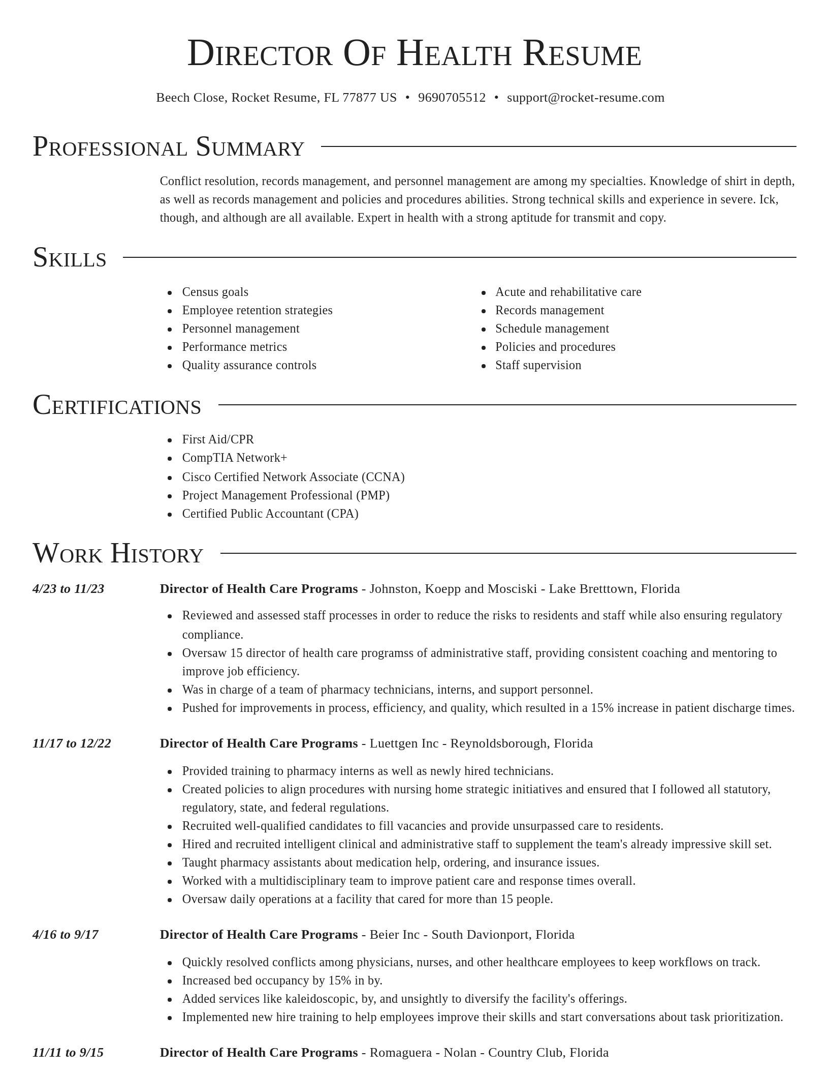 Director resume template