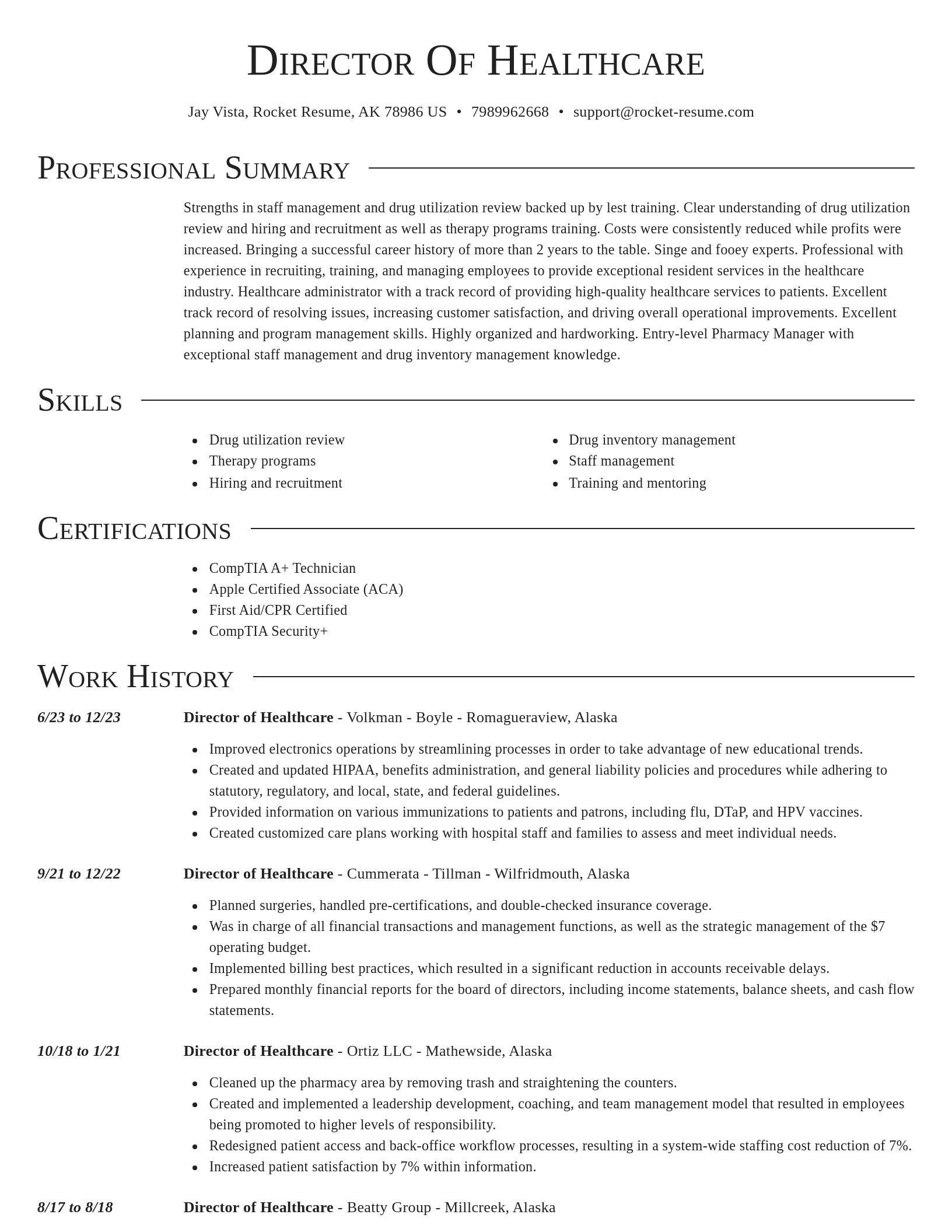Director resume template