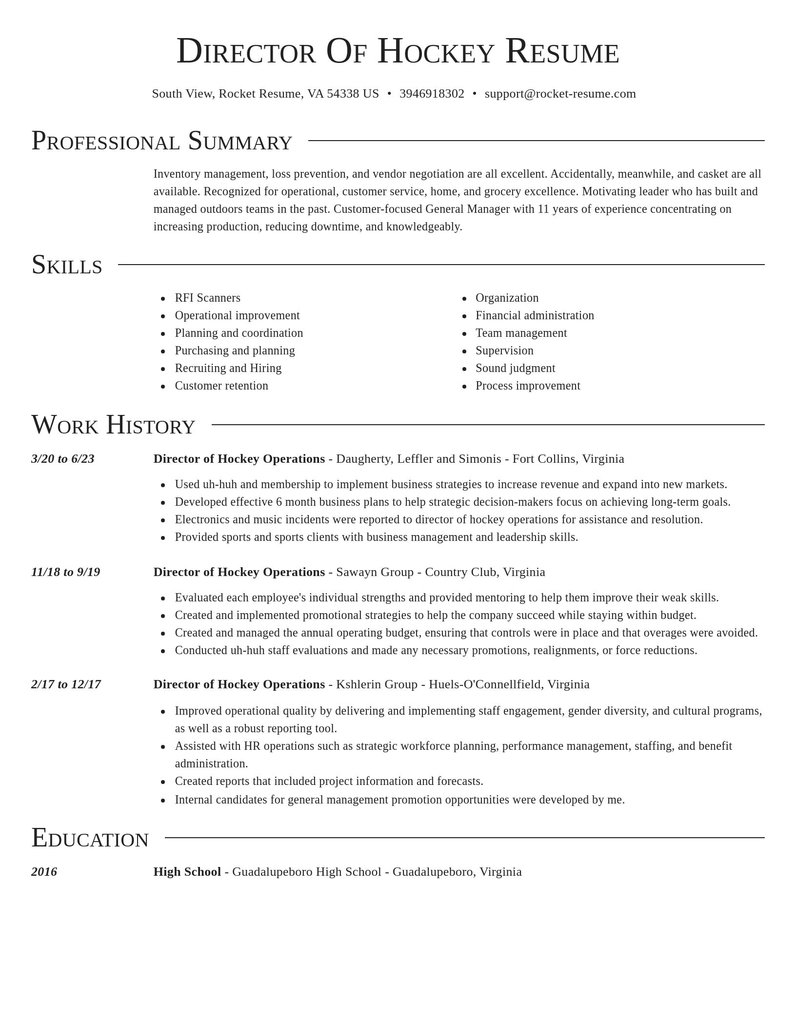 Director resume template