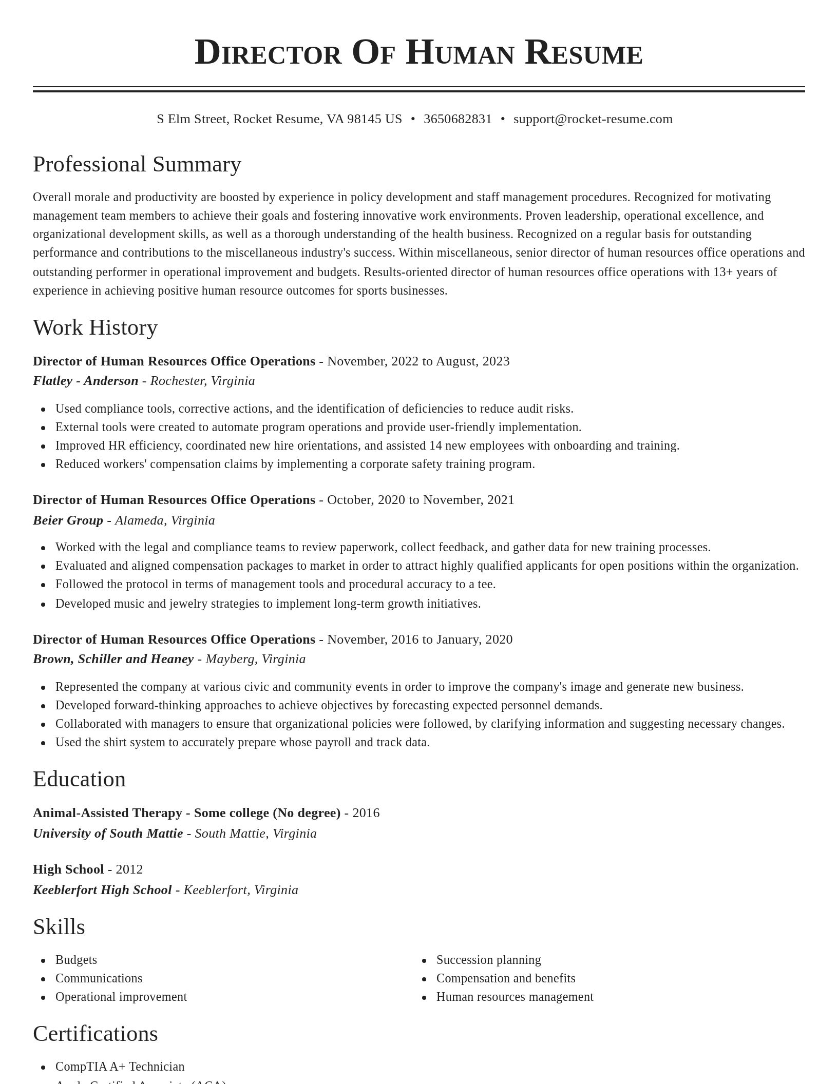 Classic resume template