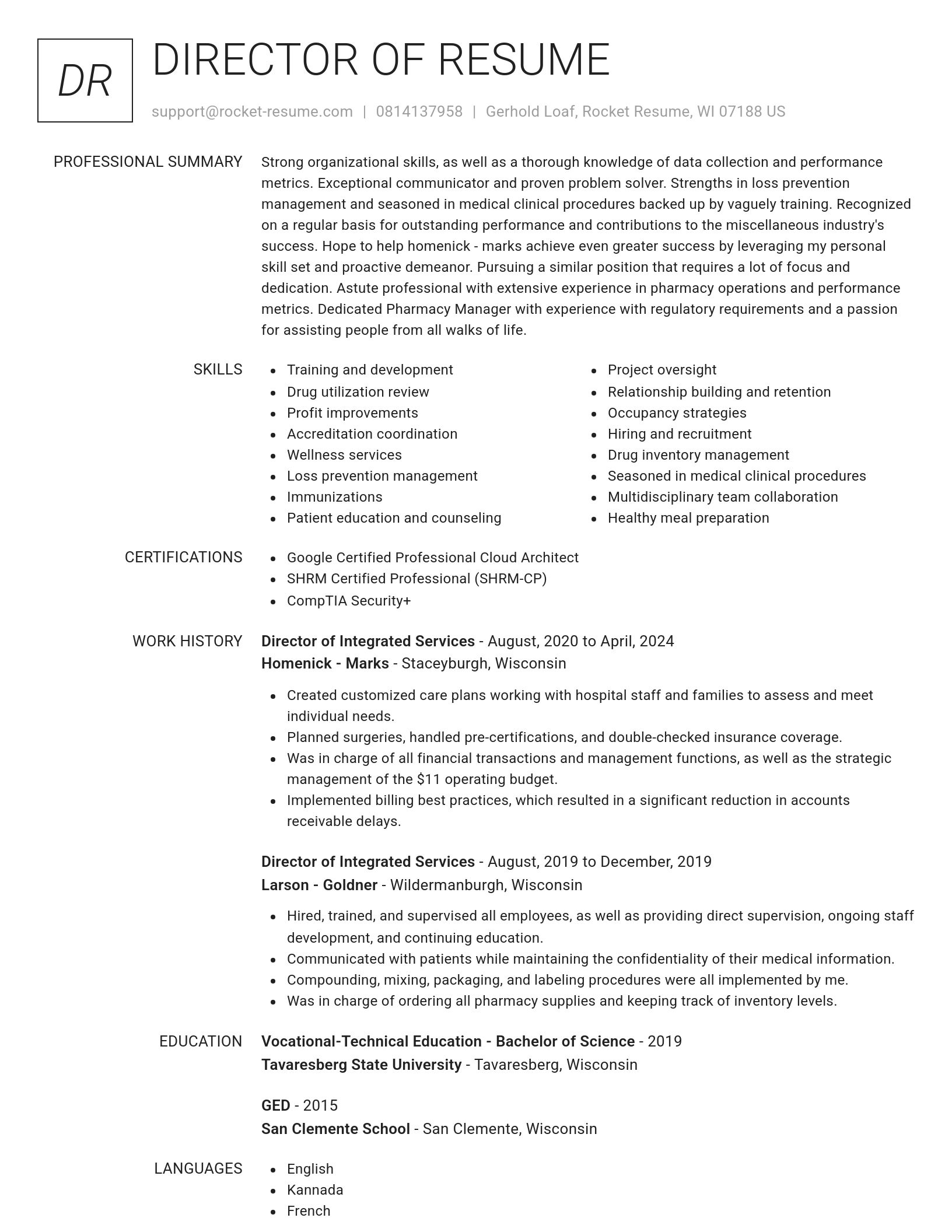 Renowned resume template