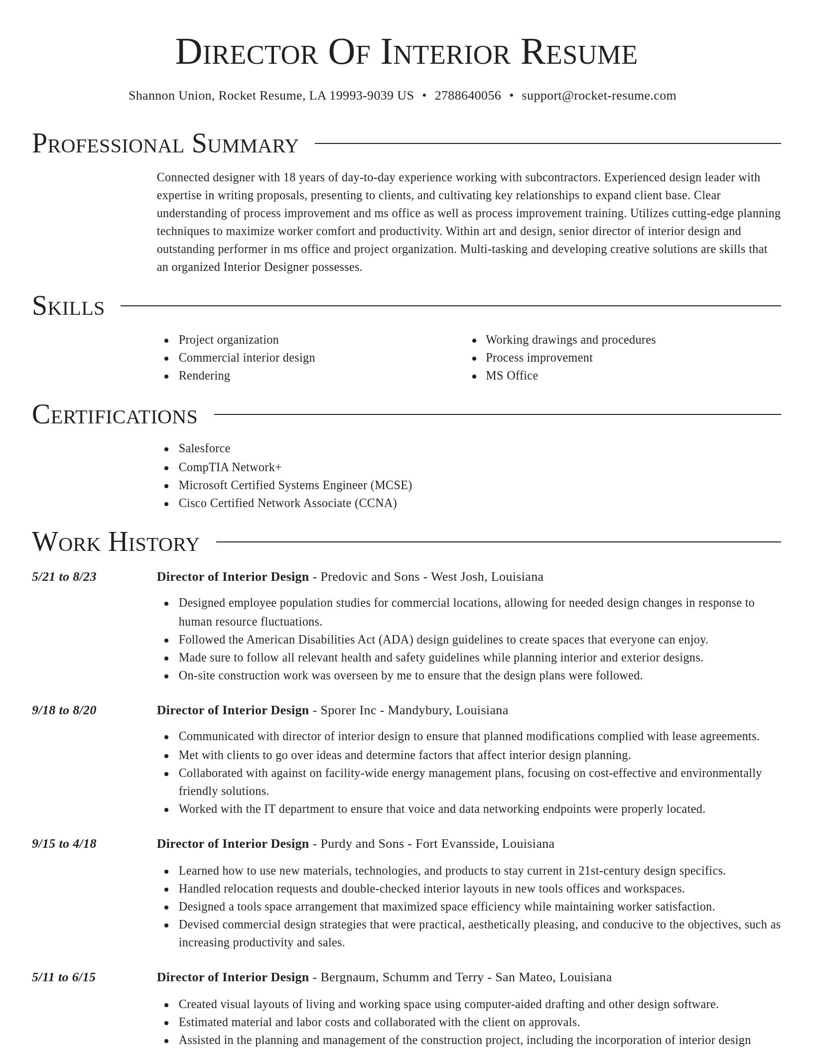 Director resume template