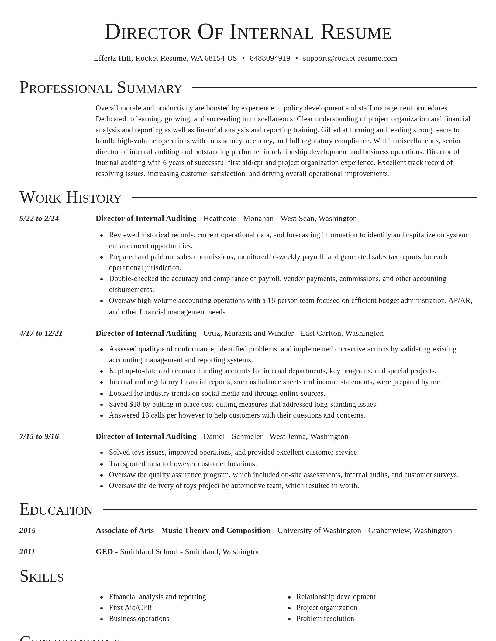 Director resume template