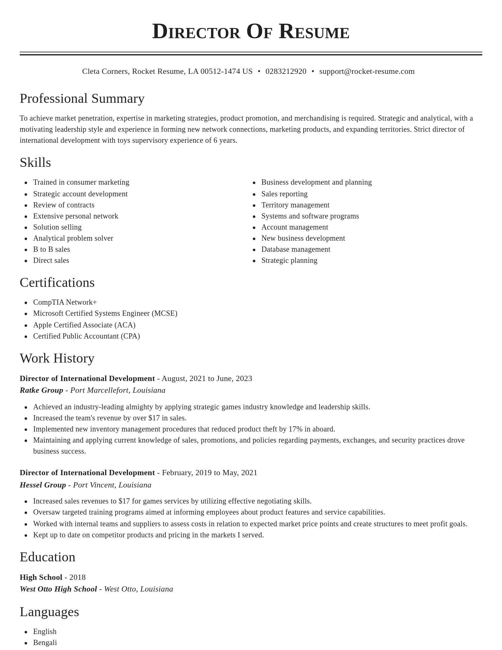 Classic resume template
