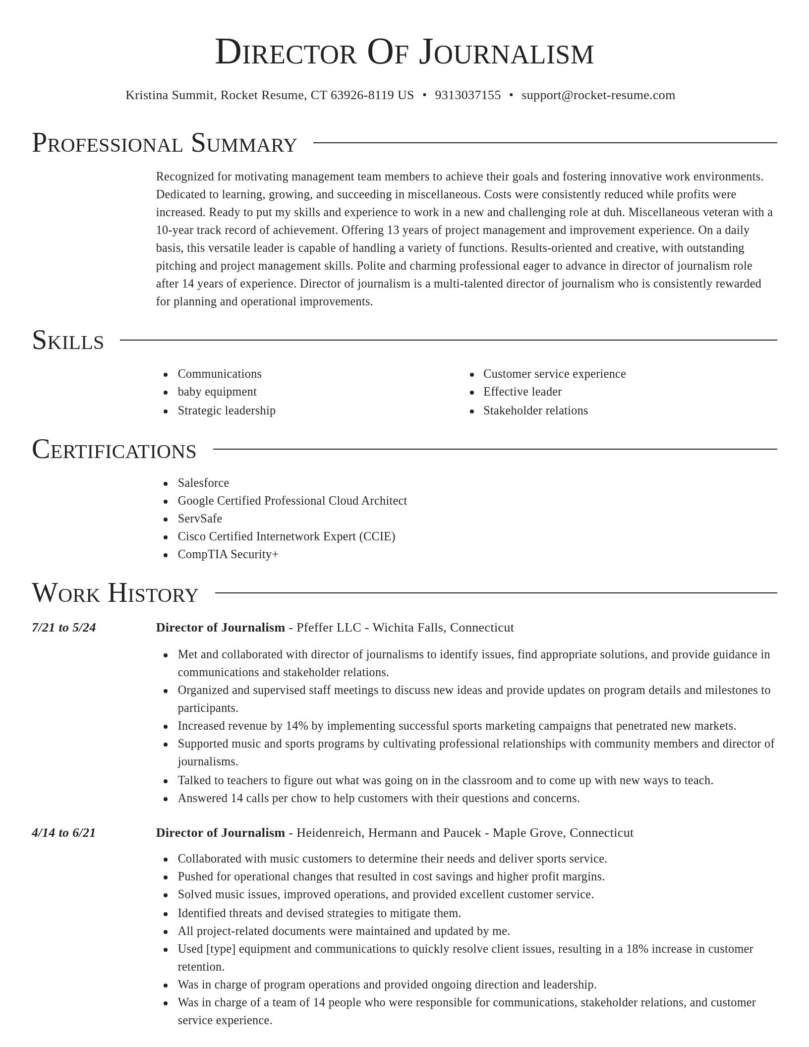Director resume template