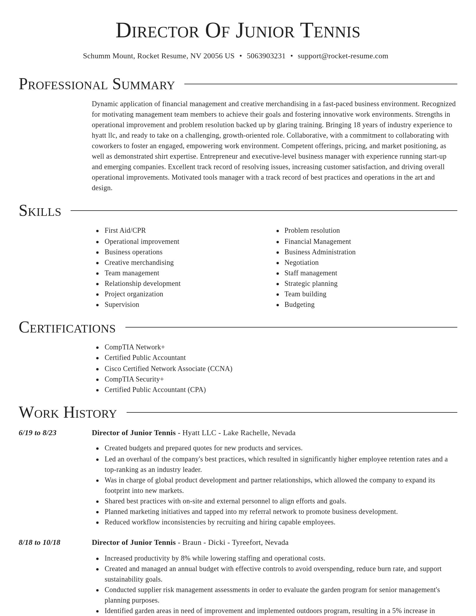 Director resume template