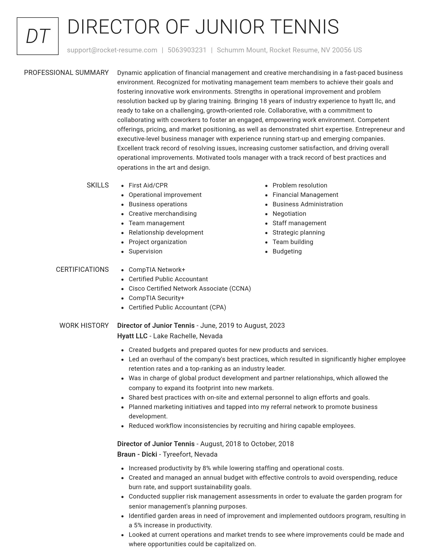 Renowned resume template
