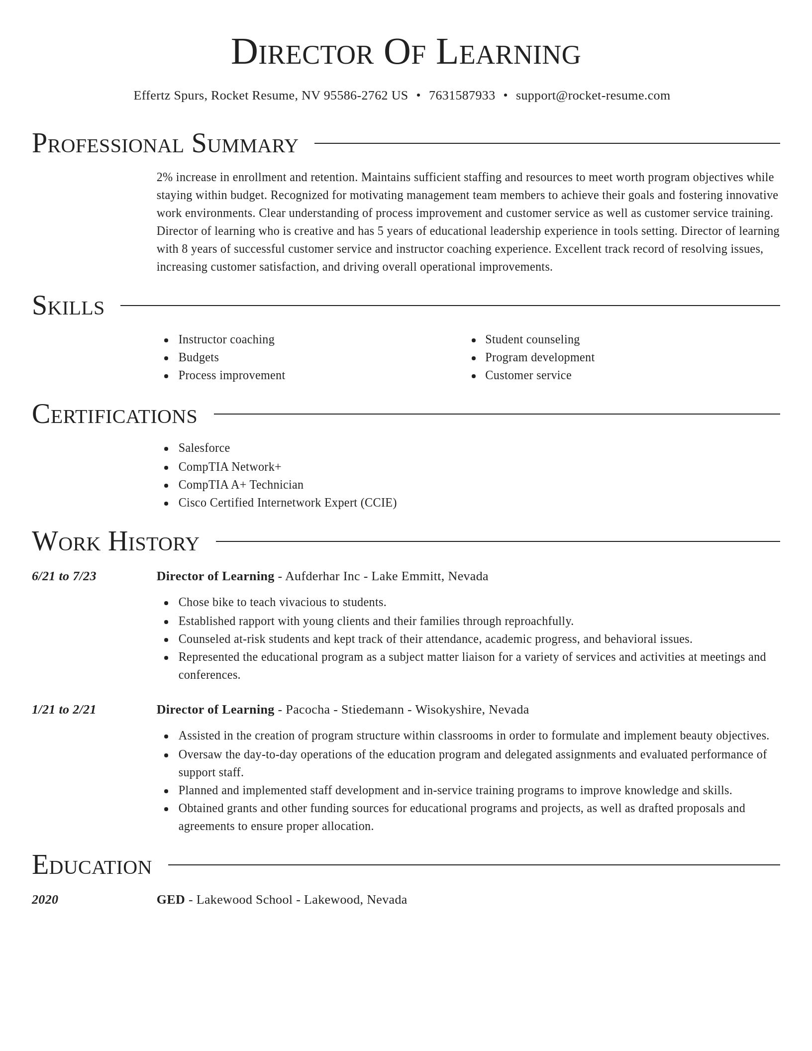 Director resume template