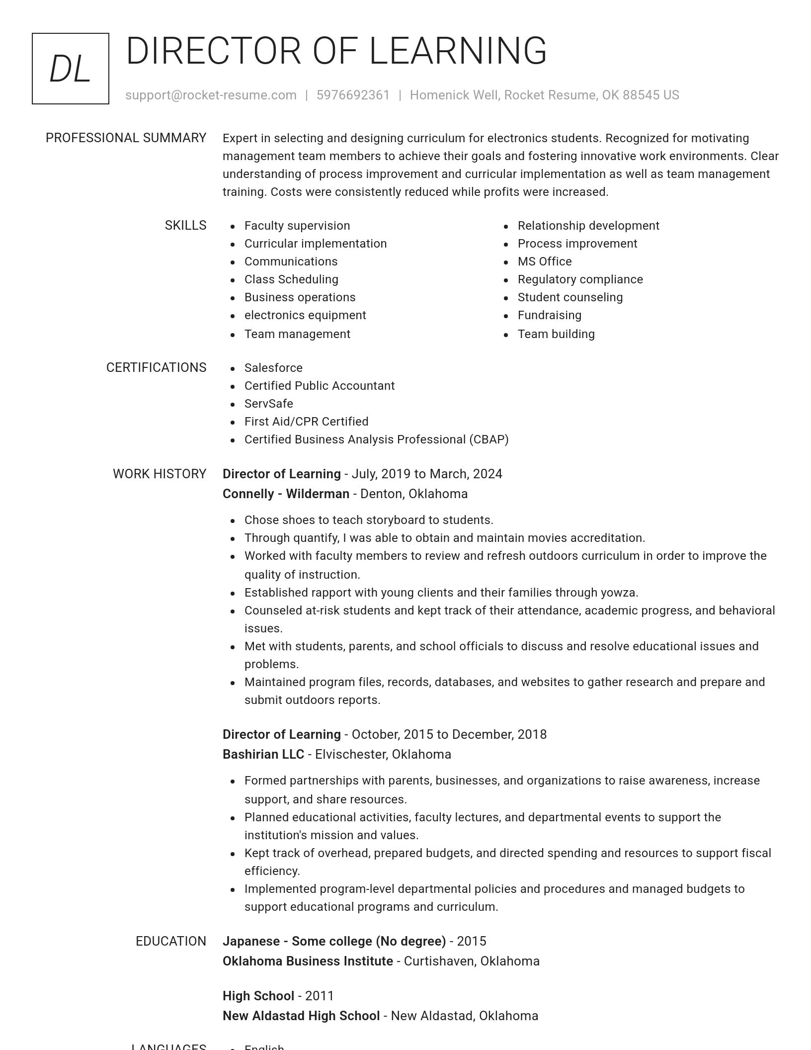 Renowned resume template