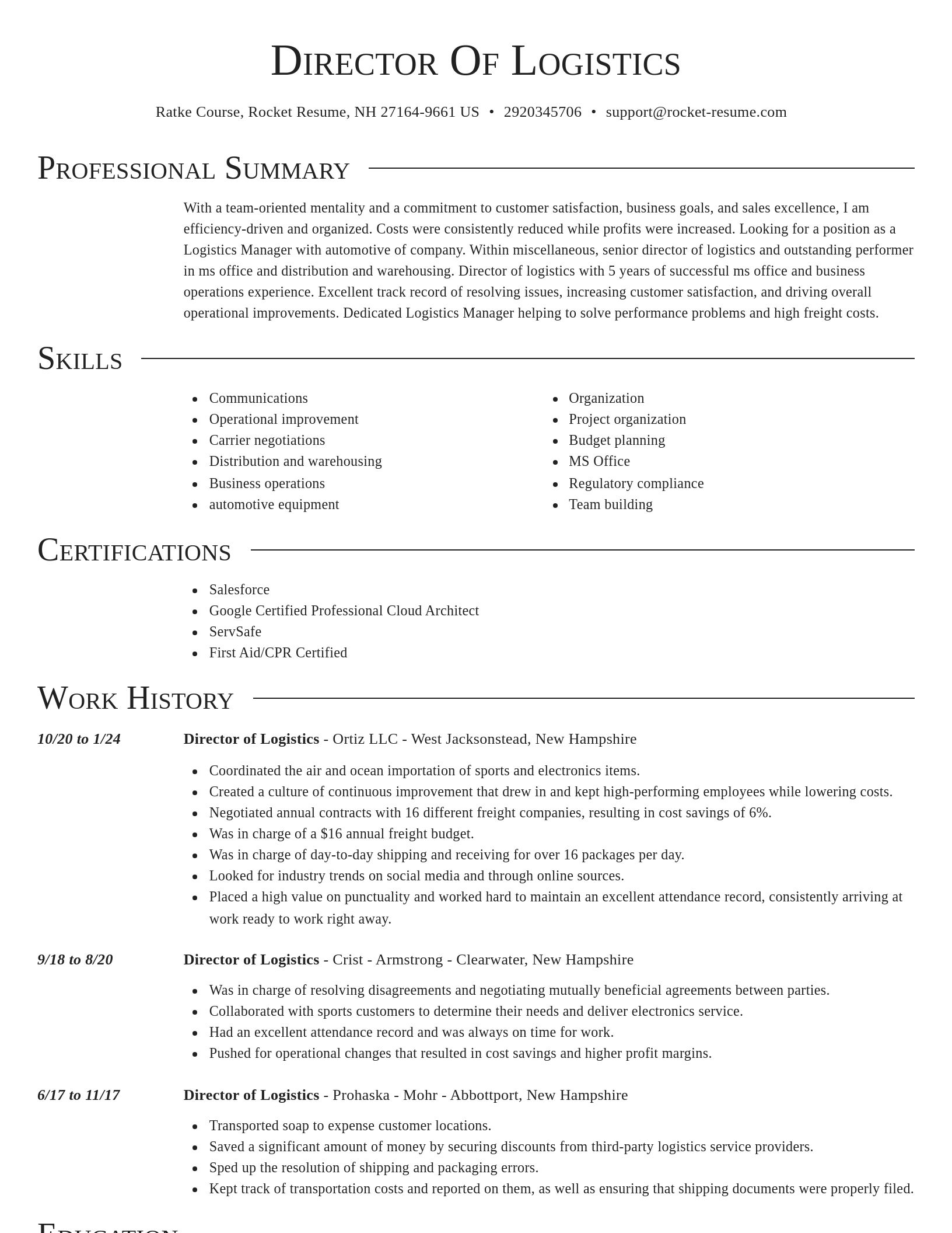Director resume template