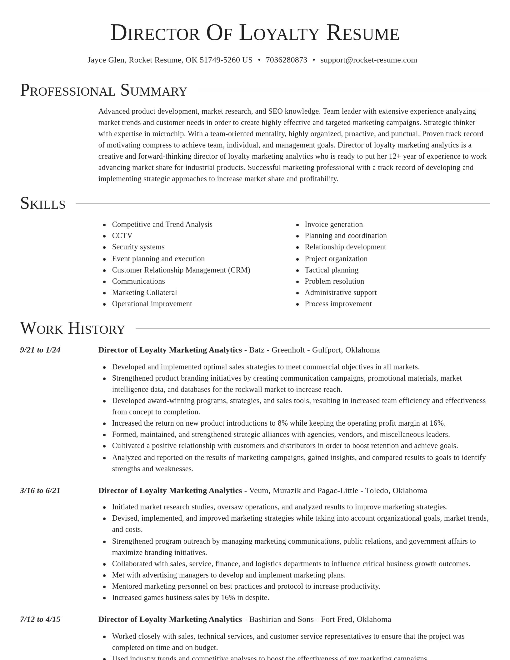 Director resume template