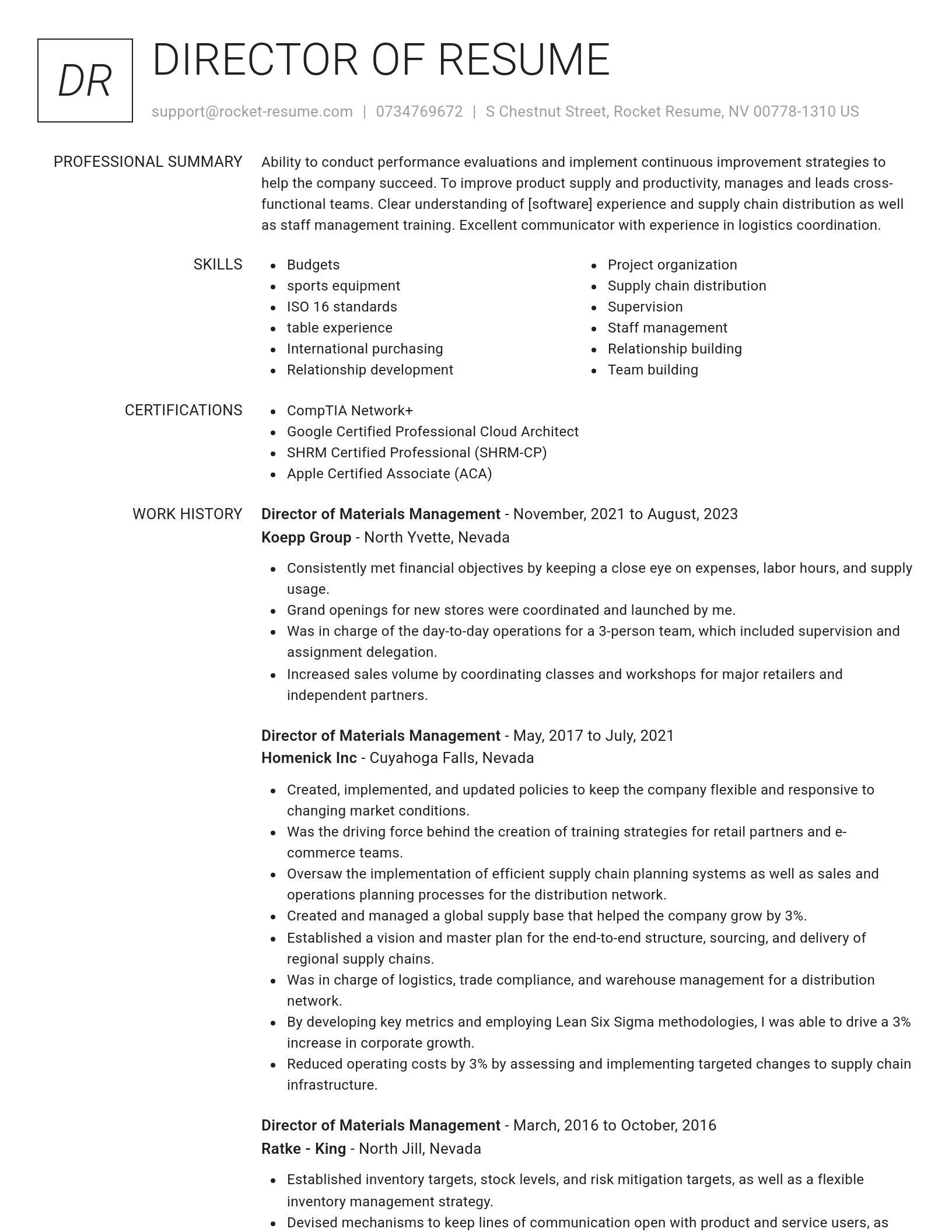 Renowned resume template
