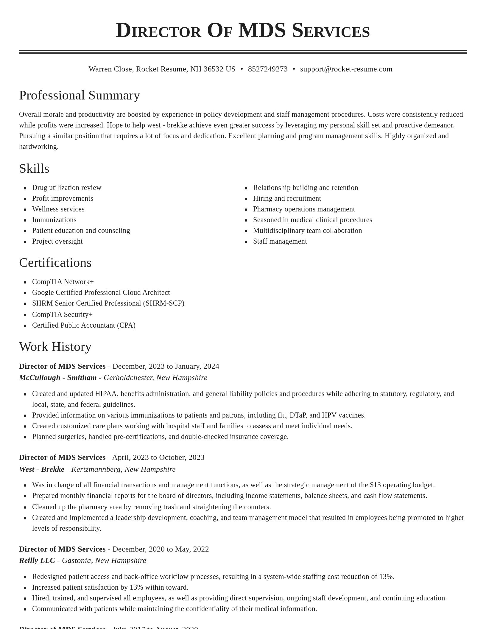 Classic resume template