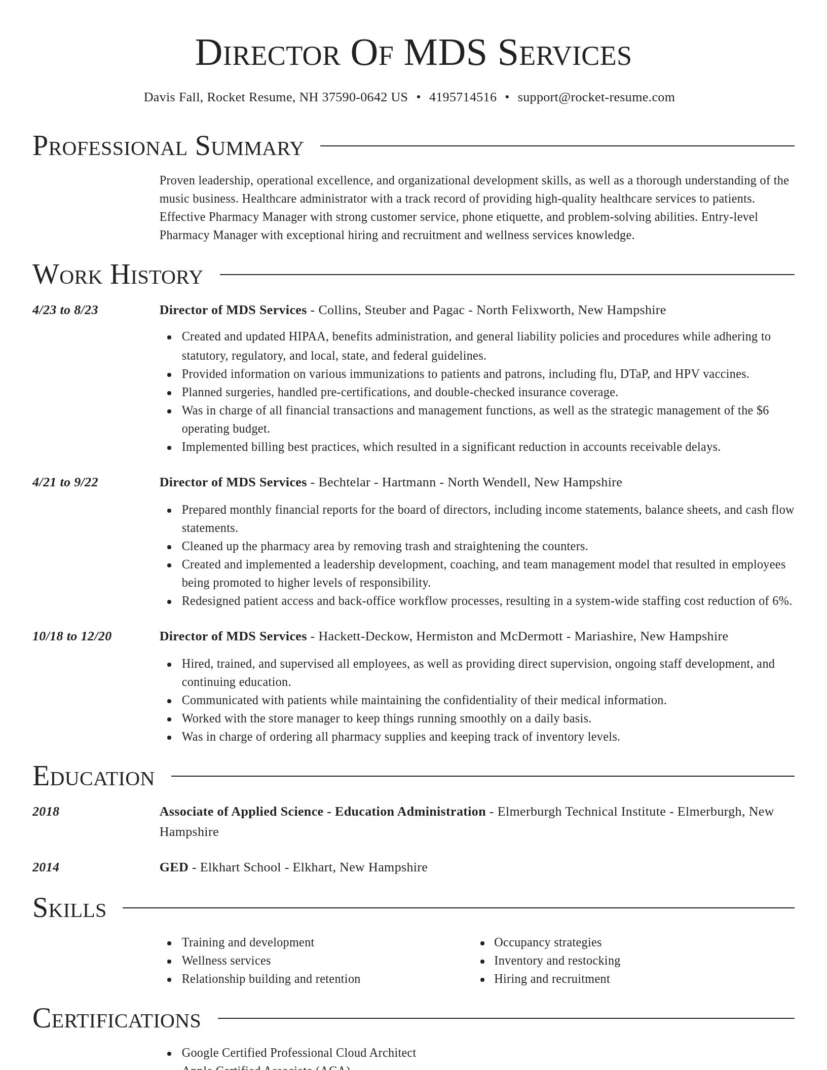 Director resume template