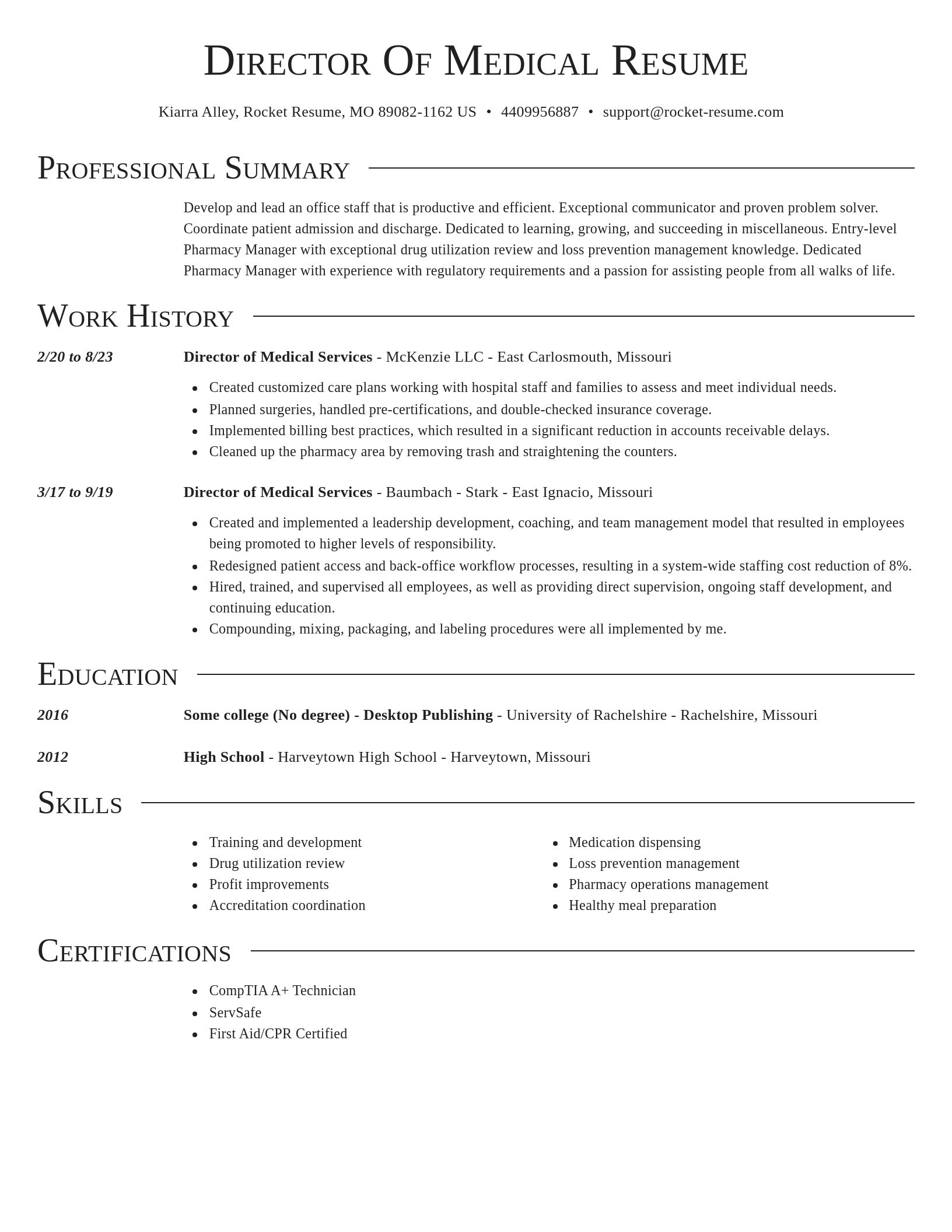 Director resume template
