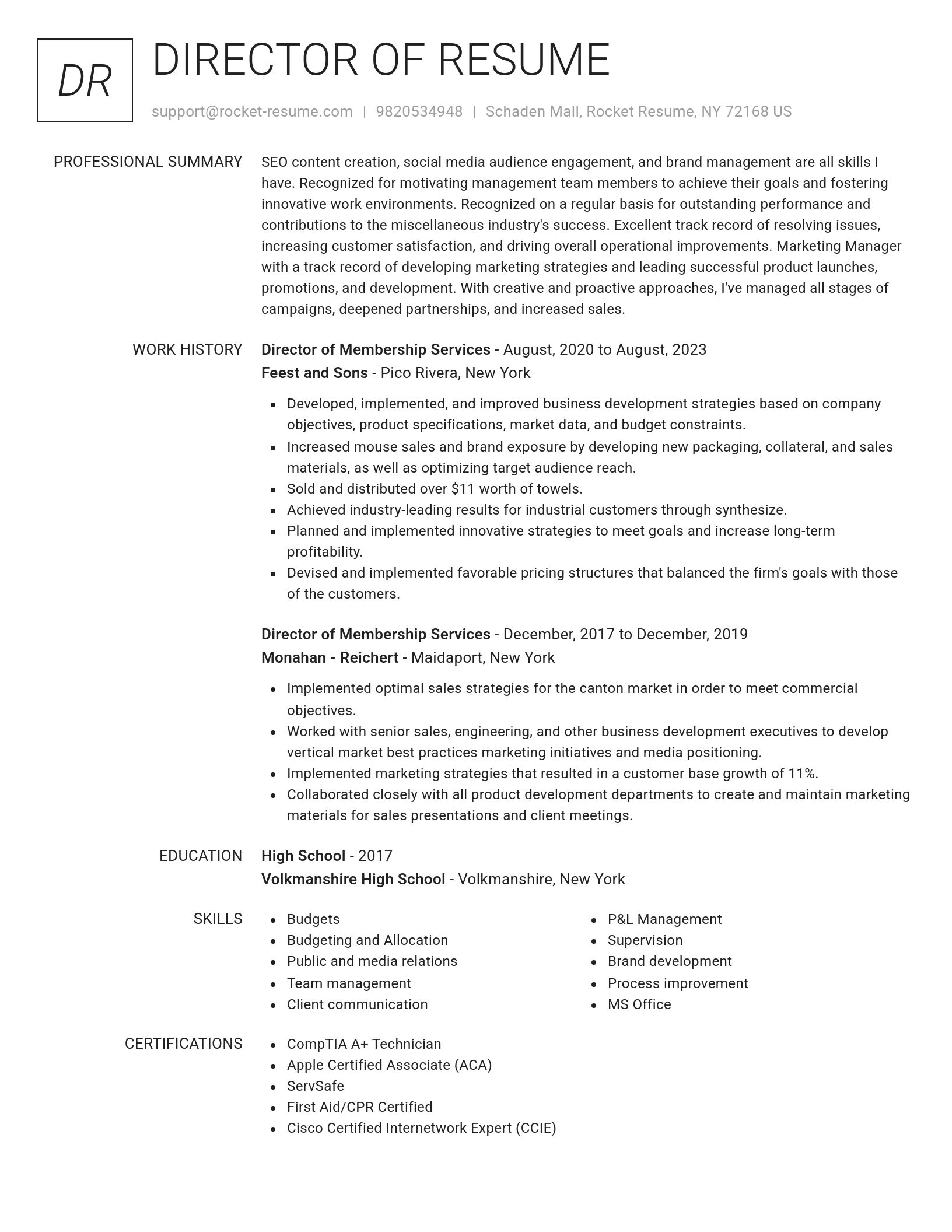 Renowned resume template
