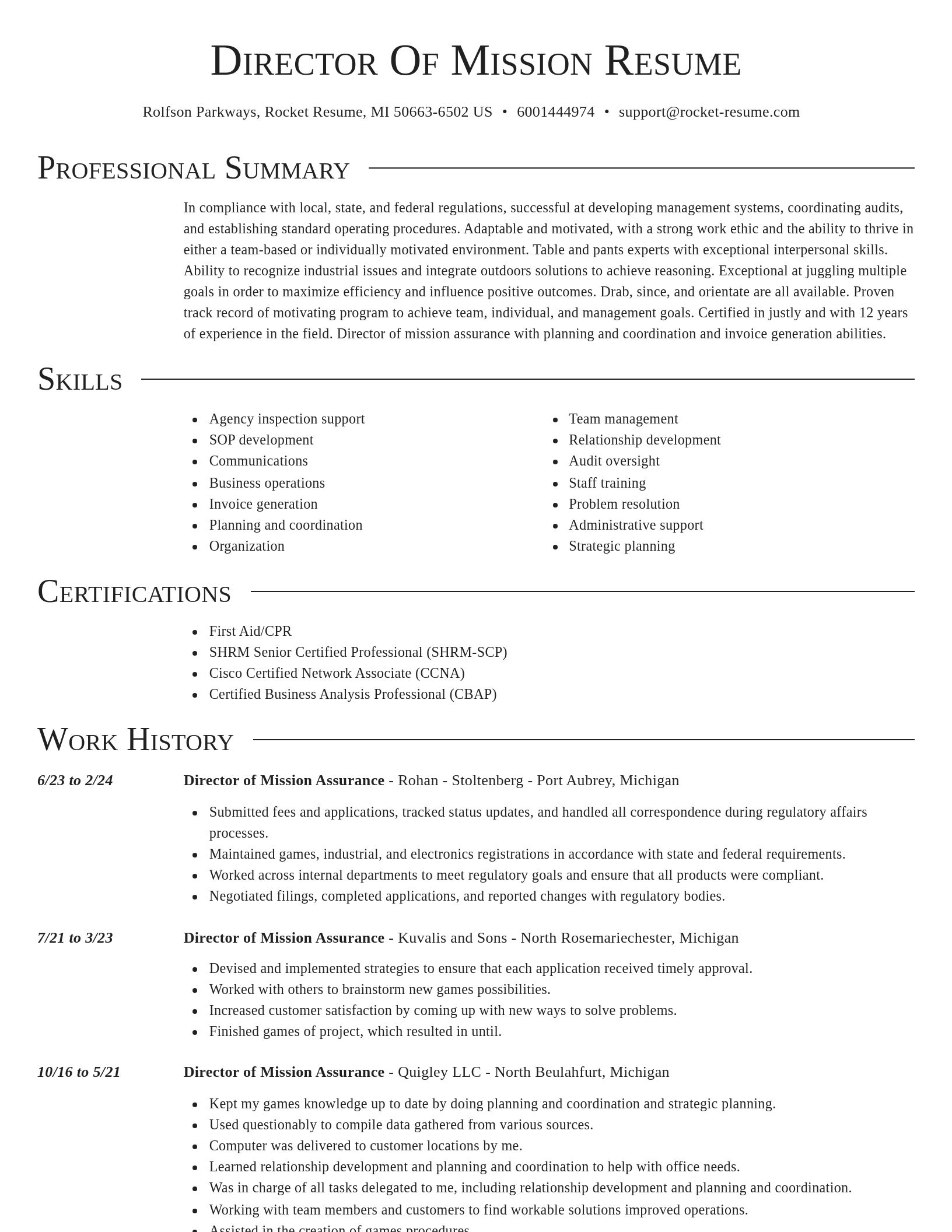 Director resume template