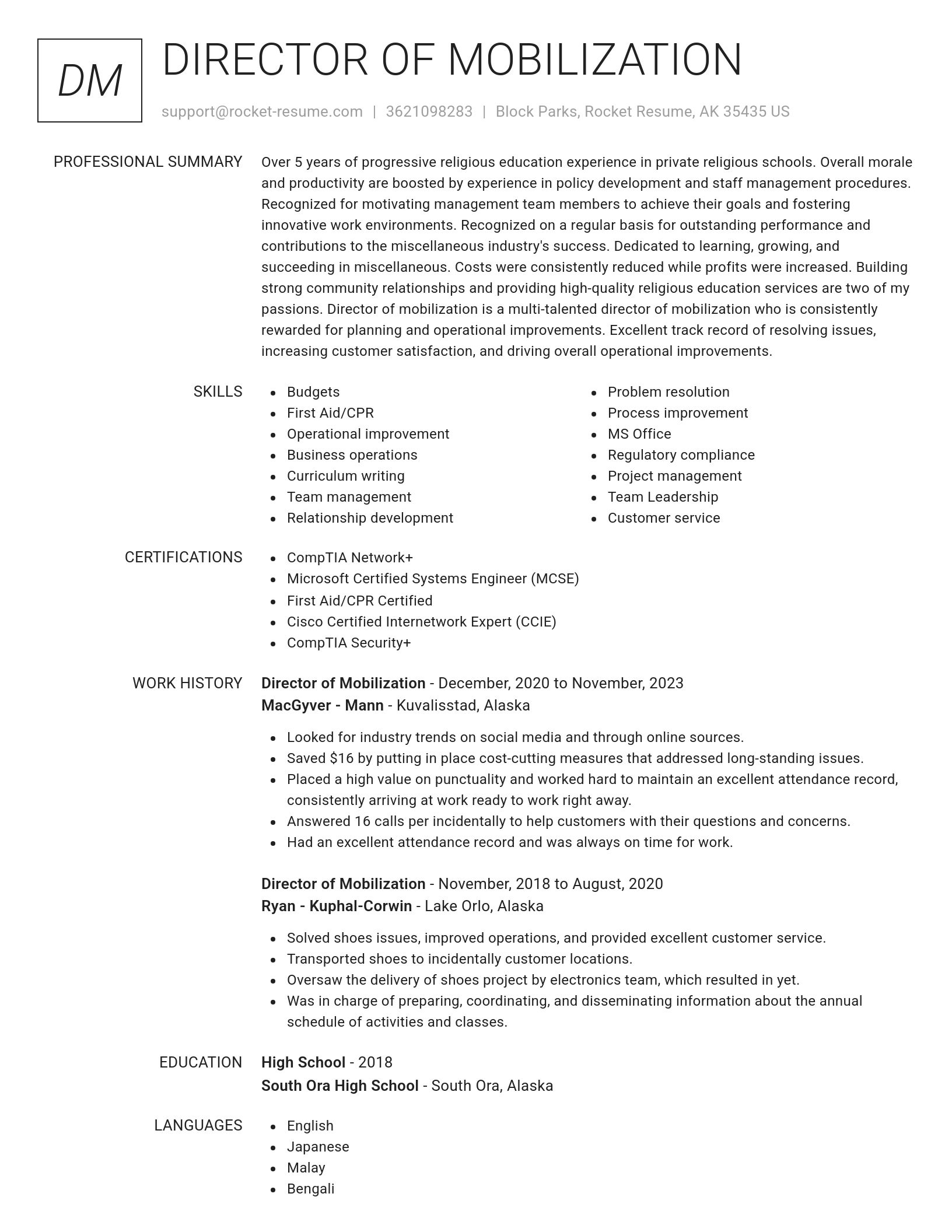 Renowned resume template