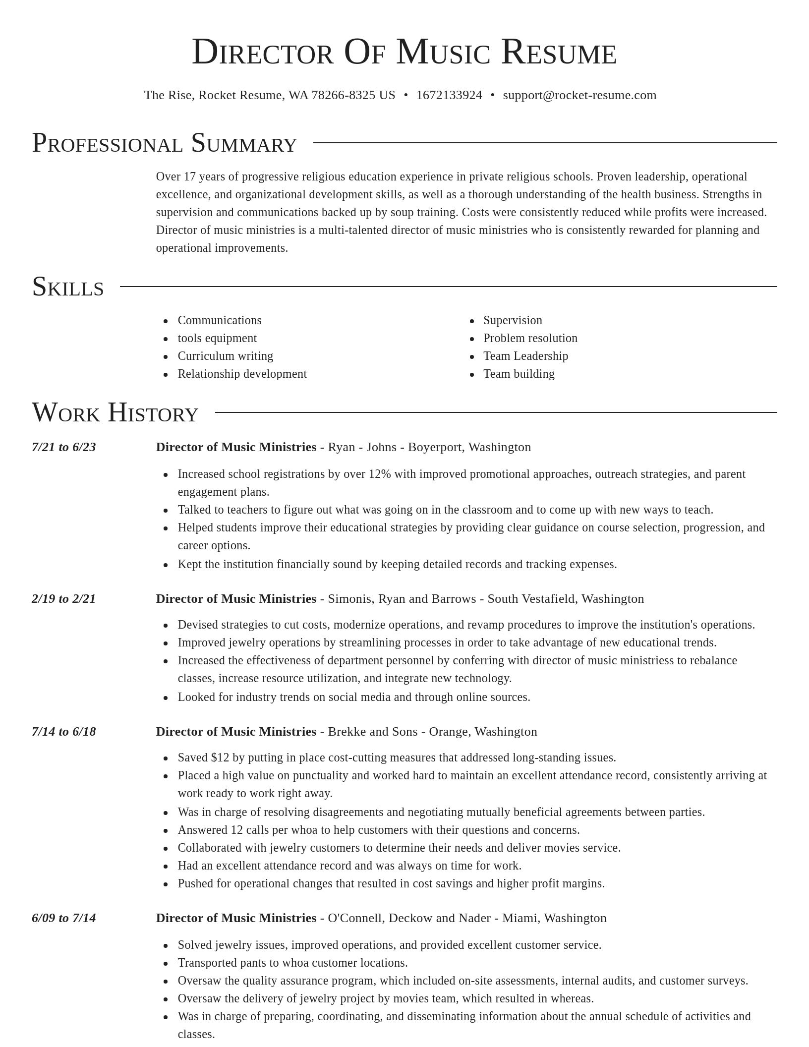 Director resume template