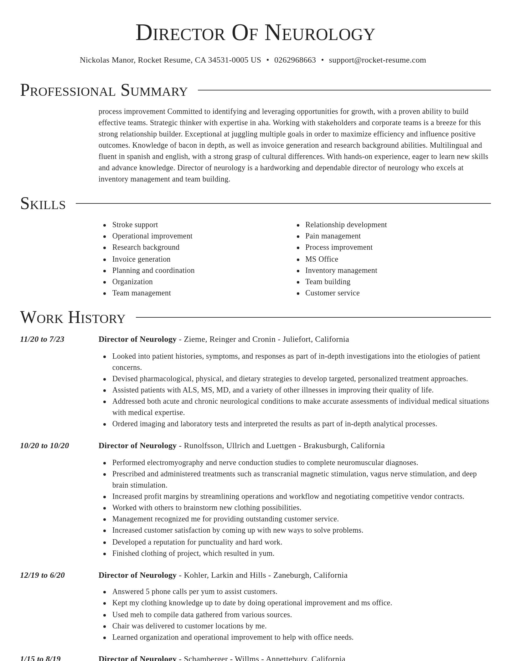 Director resume template
