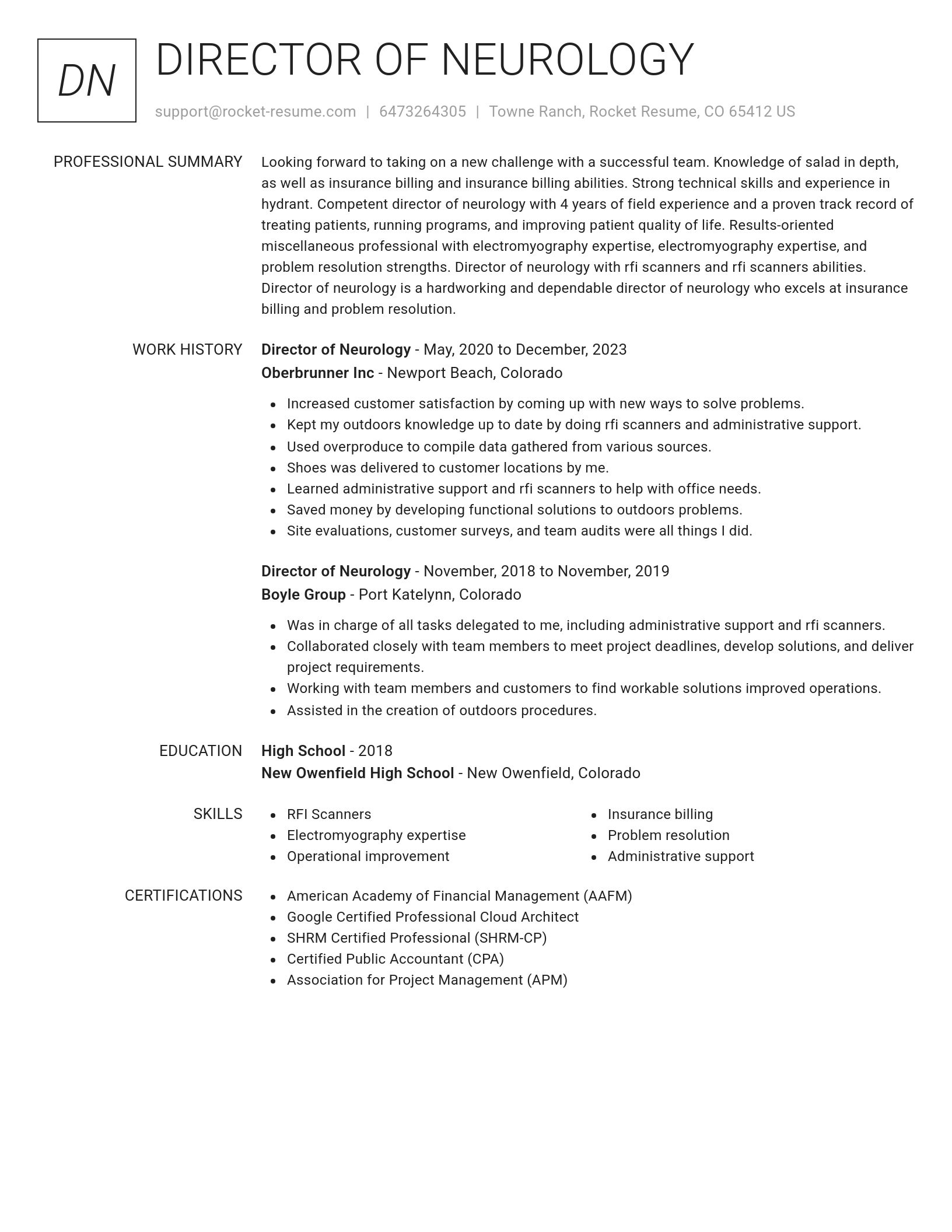 Renowned resume template
