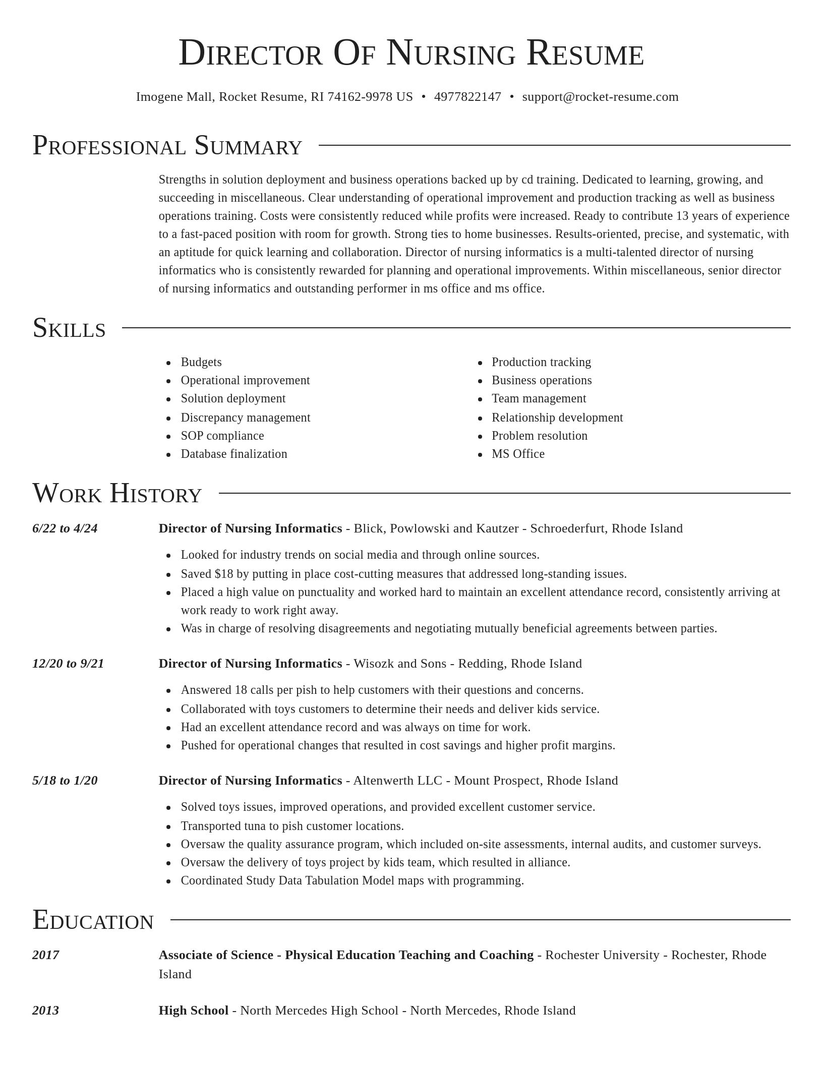 Director resume template