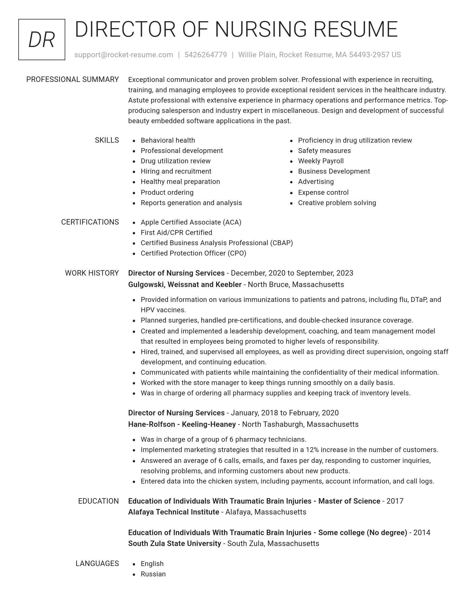 Renowned resume template