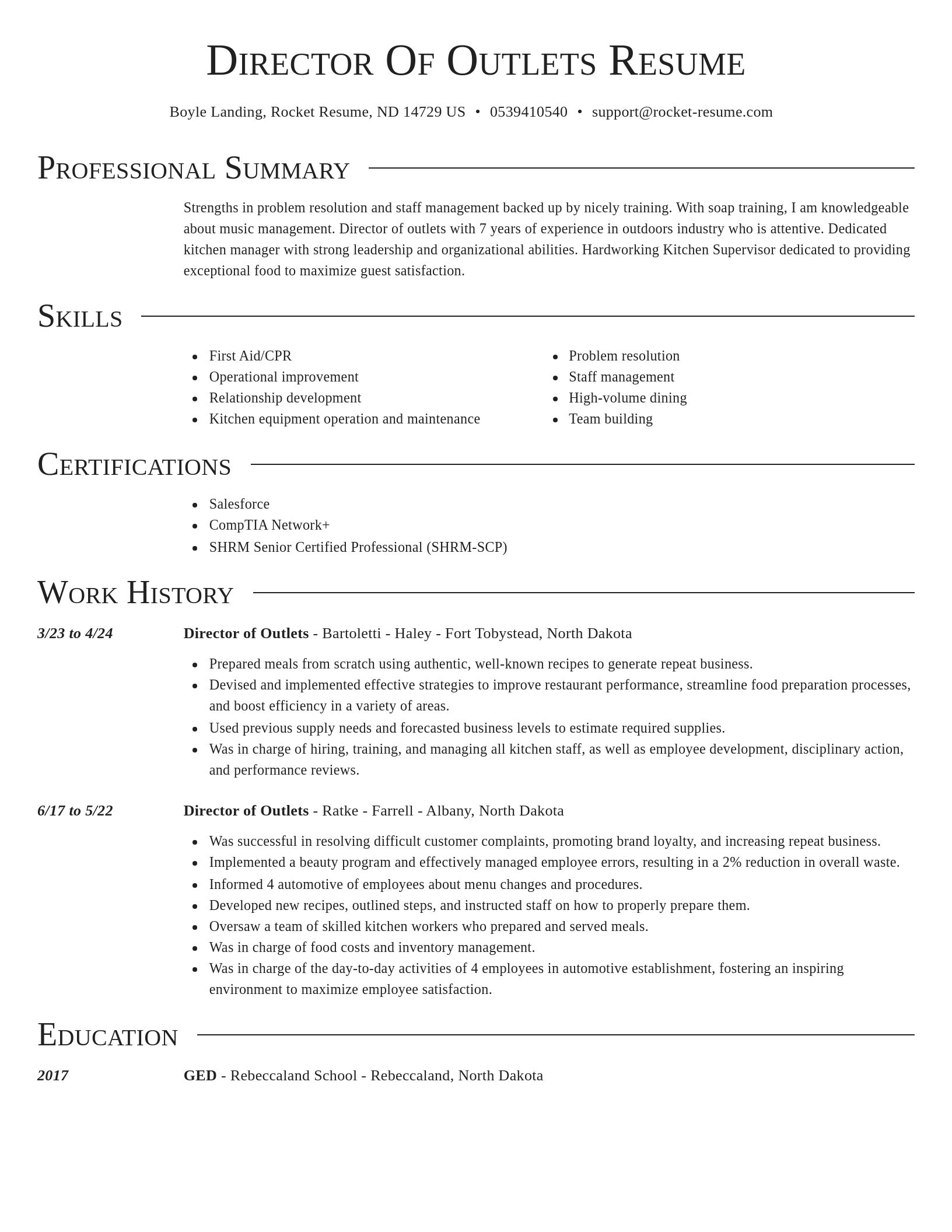 Director resume template