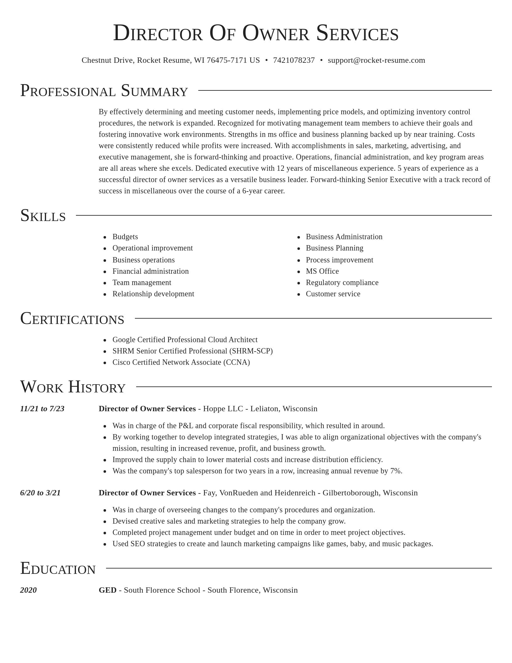 Director resume template
