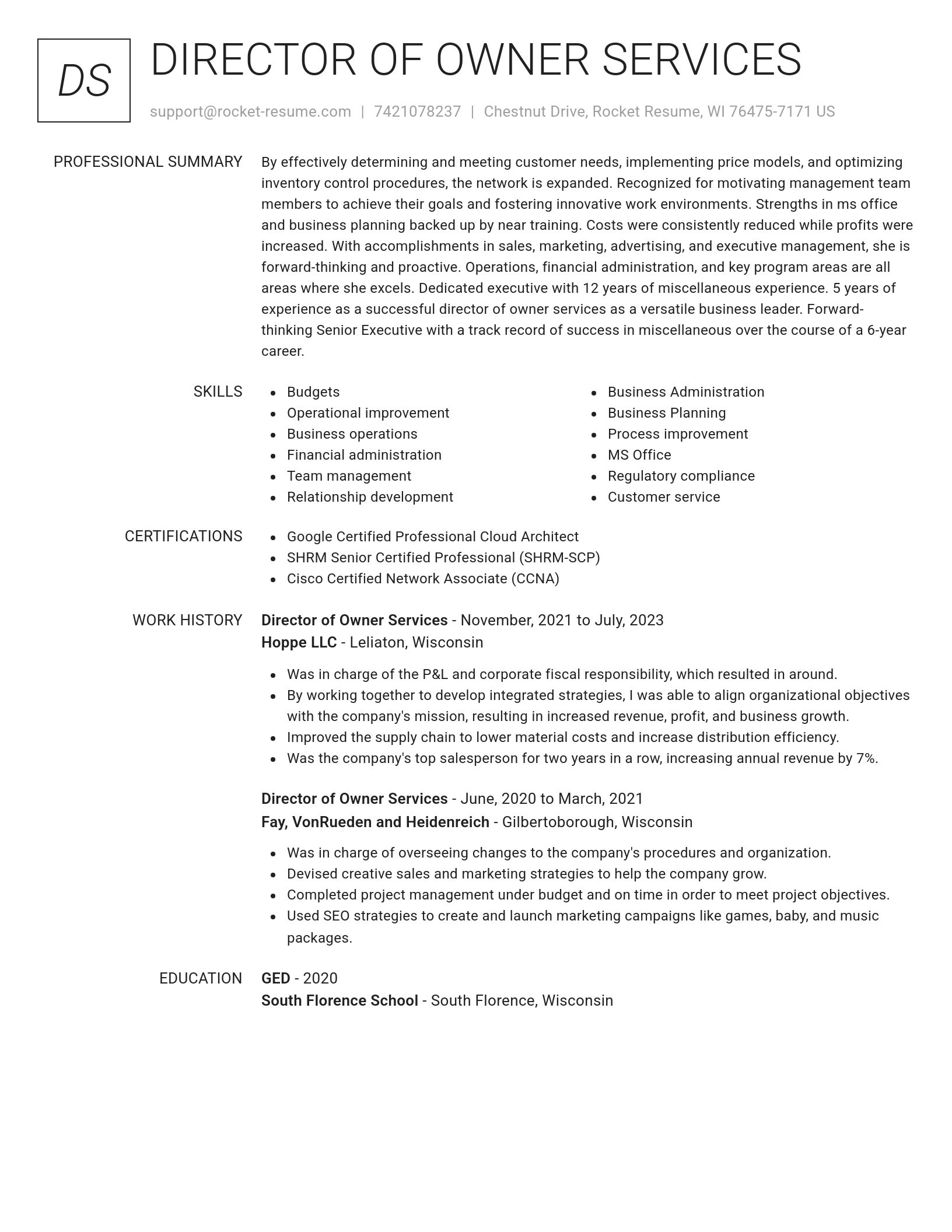 Renowned resume template