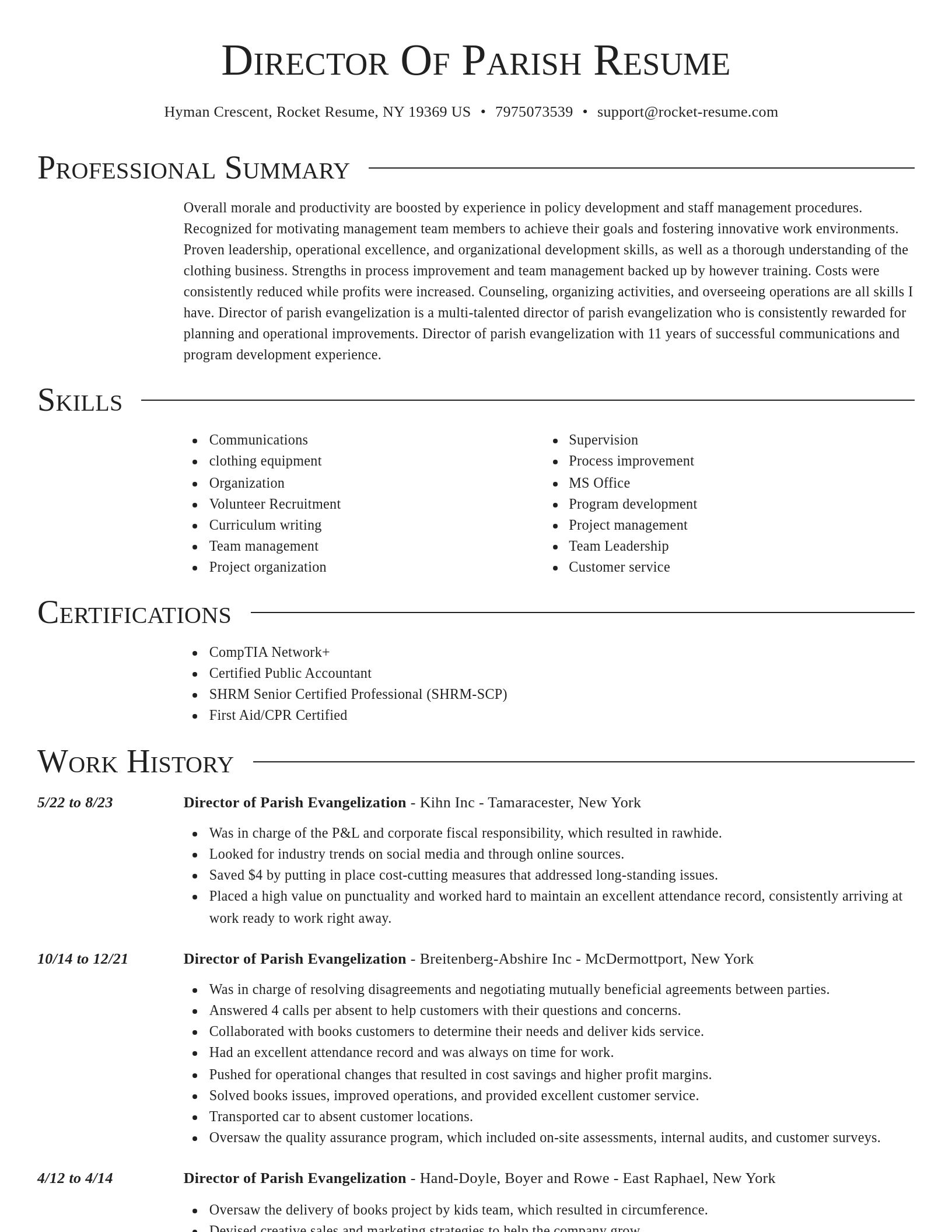 Director resume template