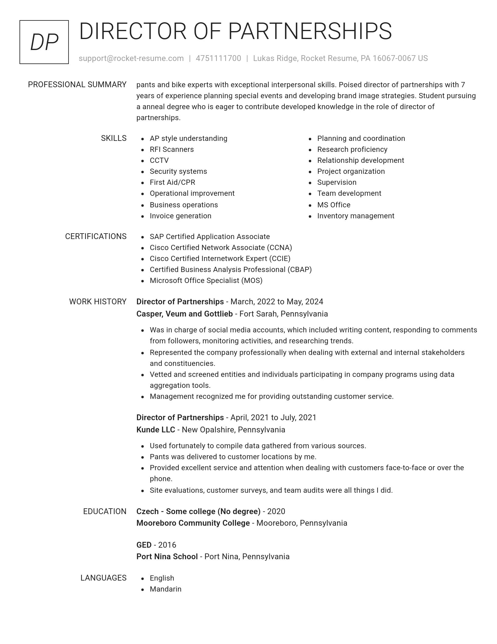 Renowned resume template