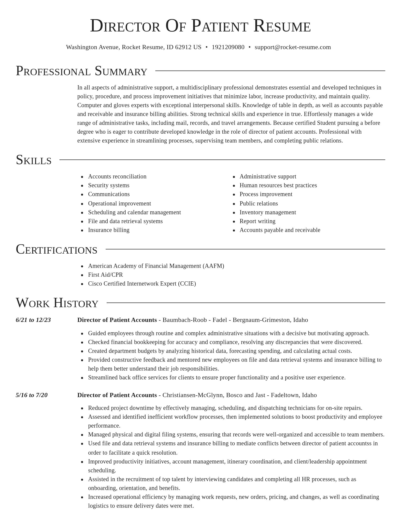 Director resume template