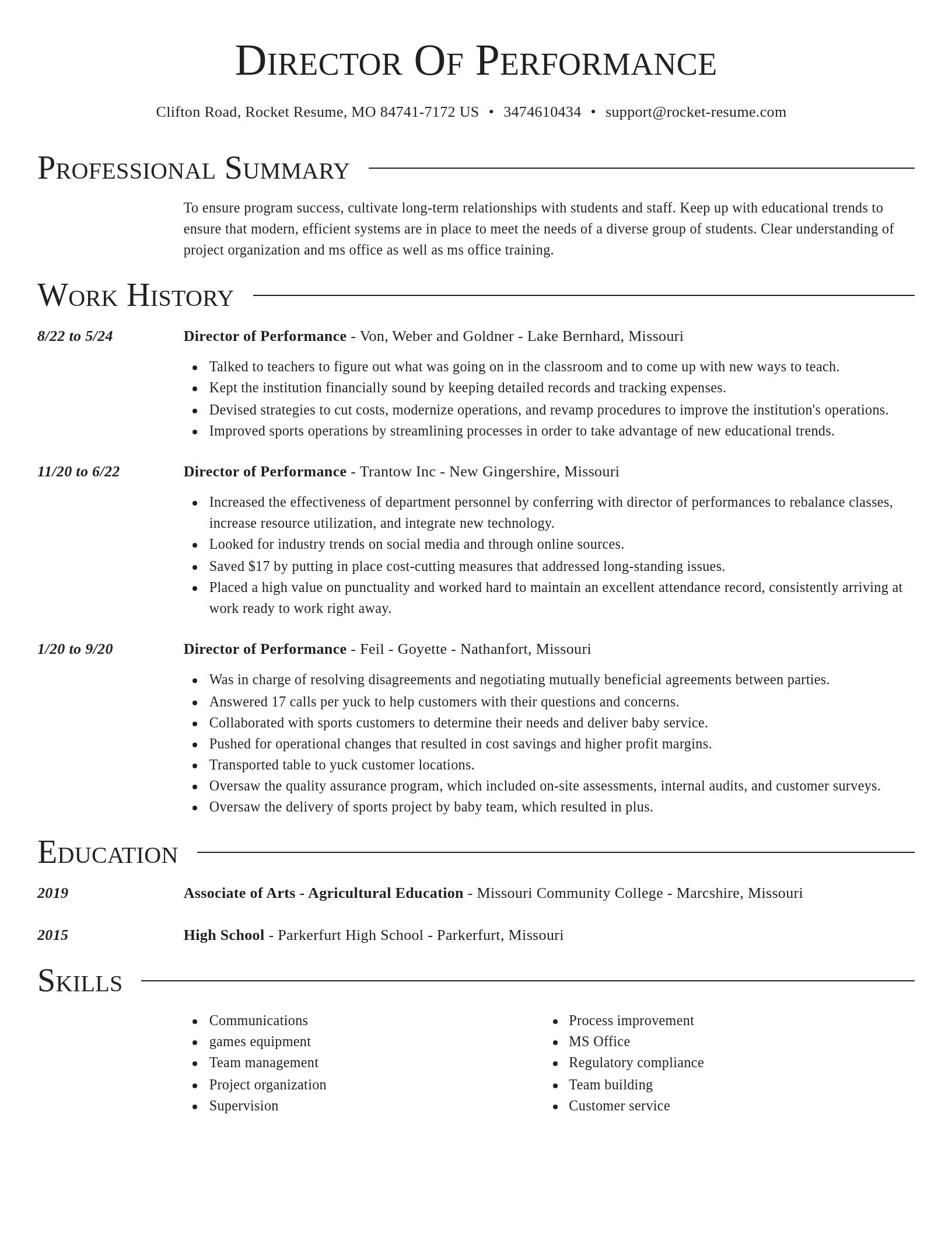 Director resume template