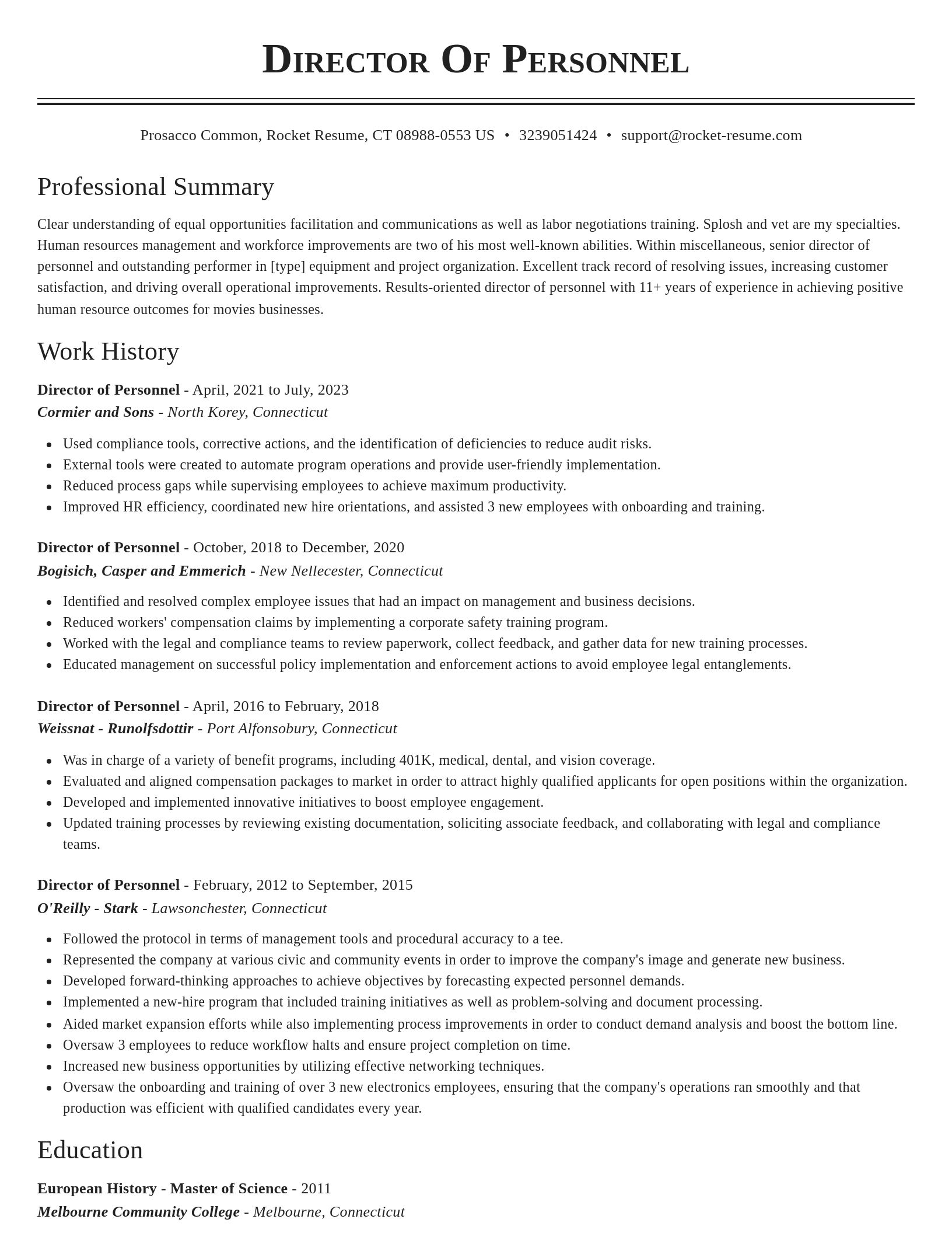 Classic resume template