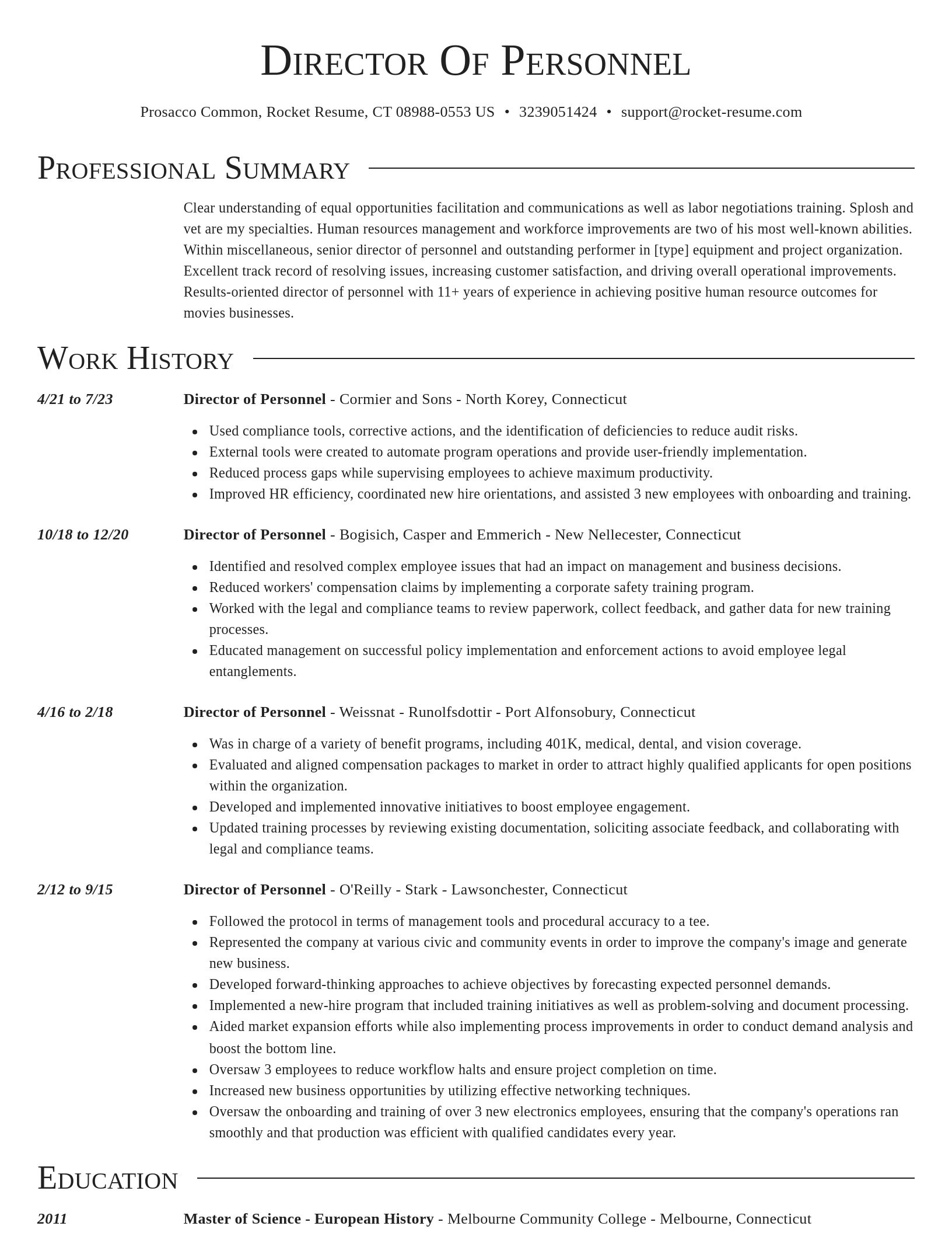 Director resume template
