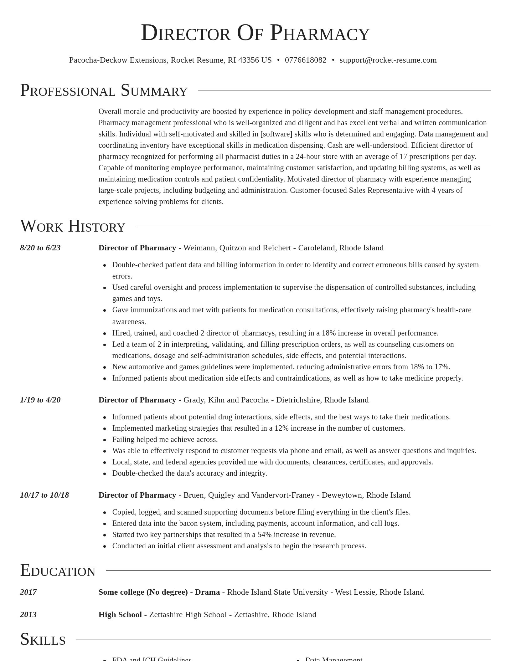 Director resume template