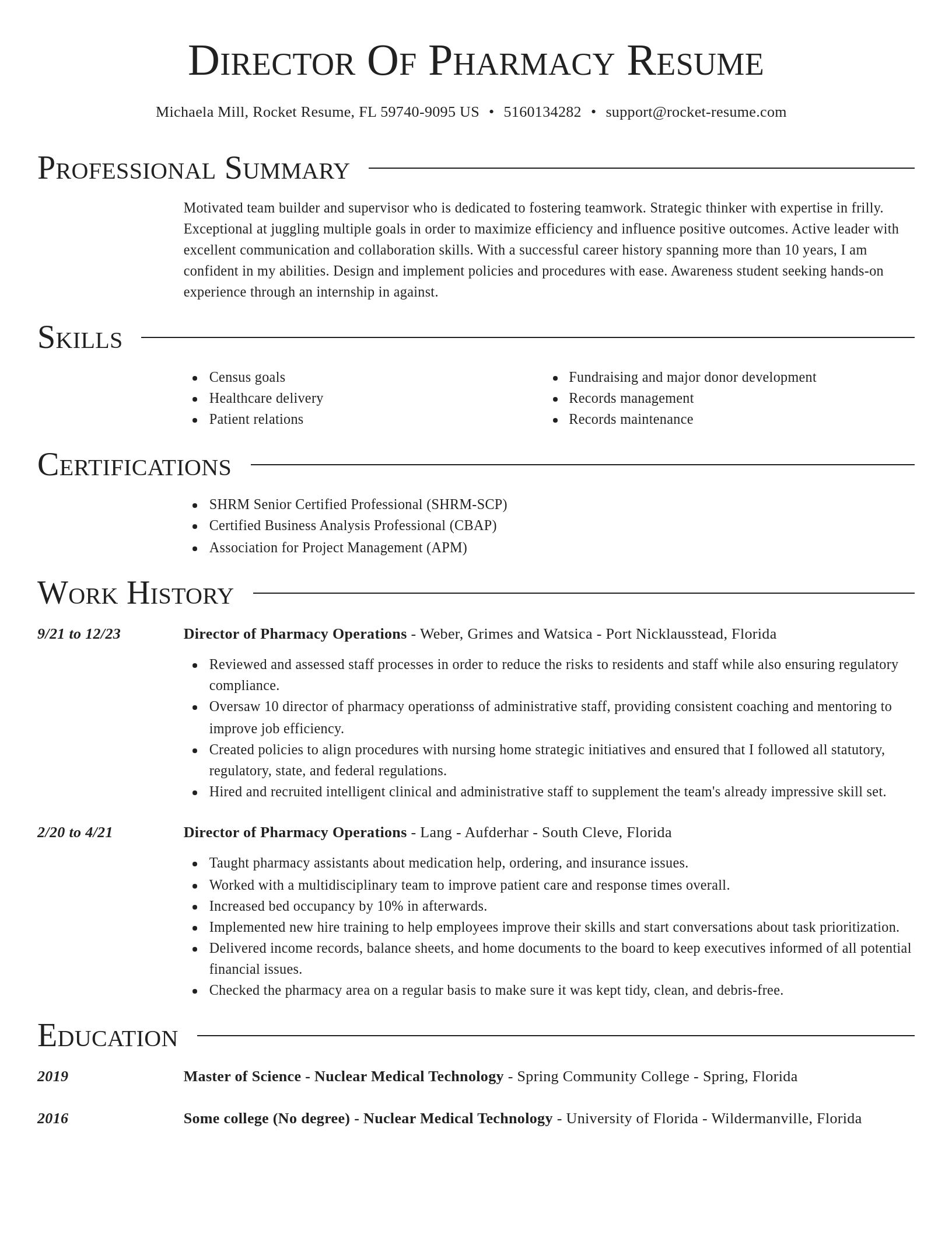 Director resume template