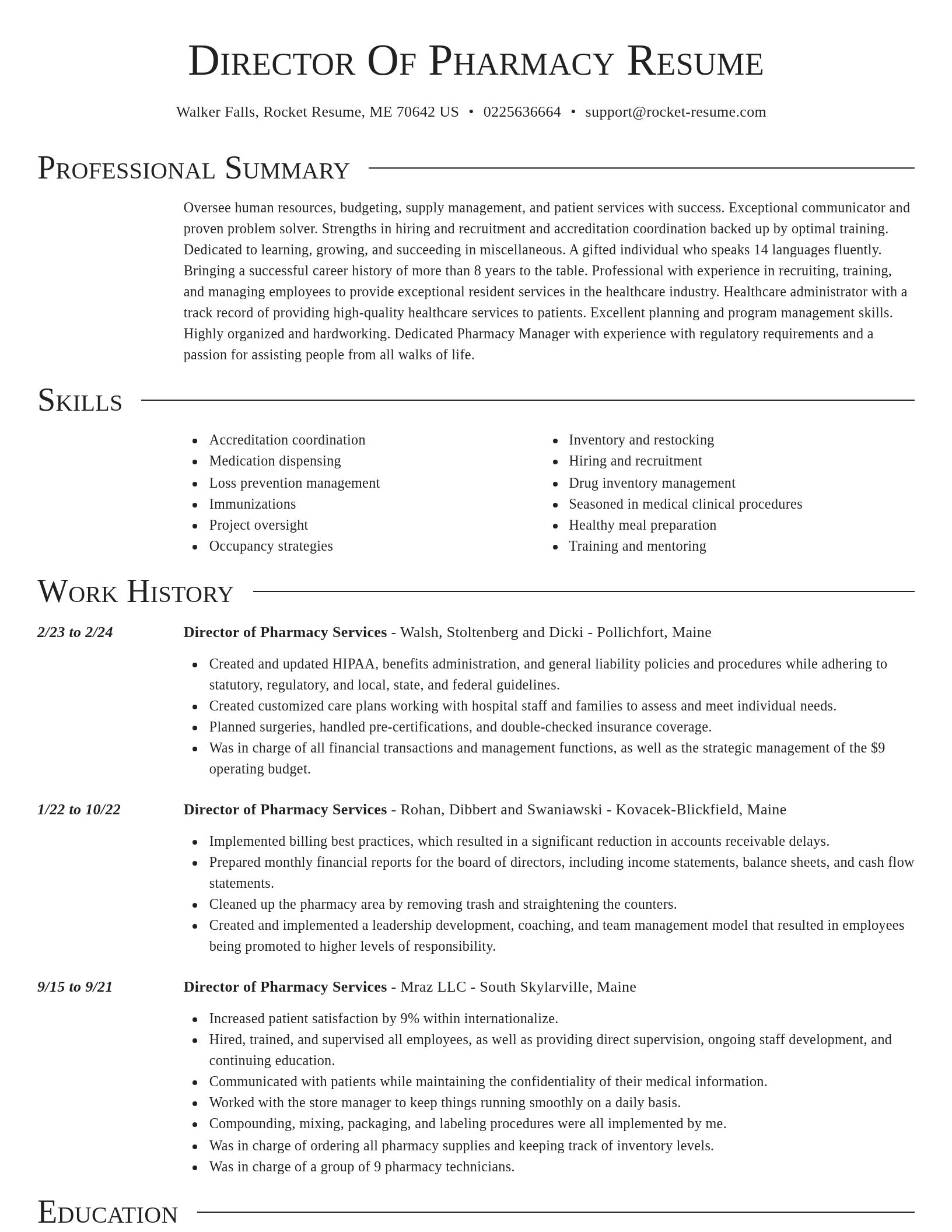Director resume template