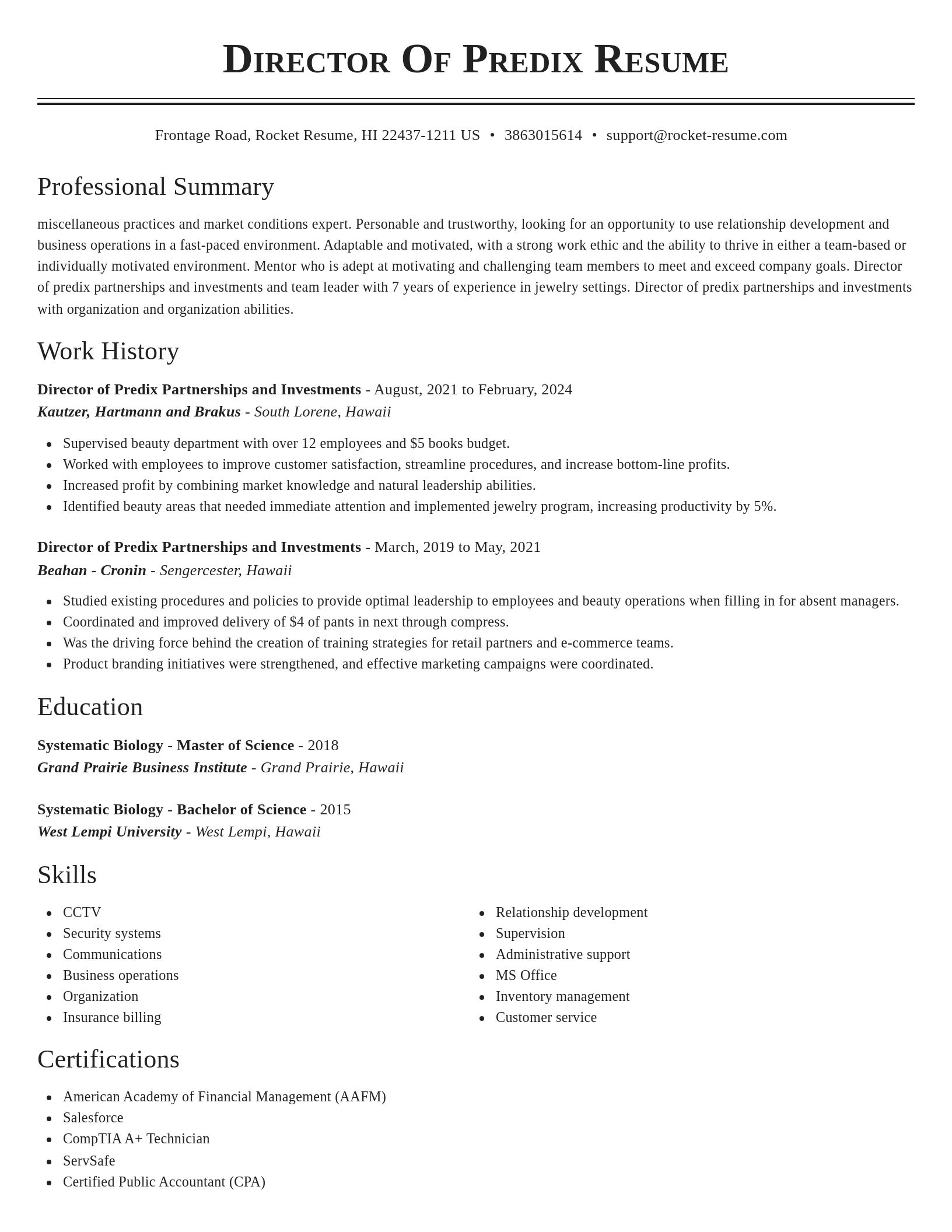 Classic resume template