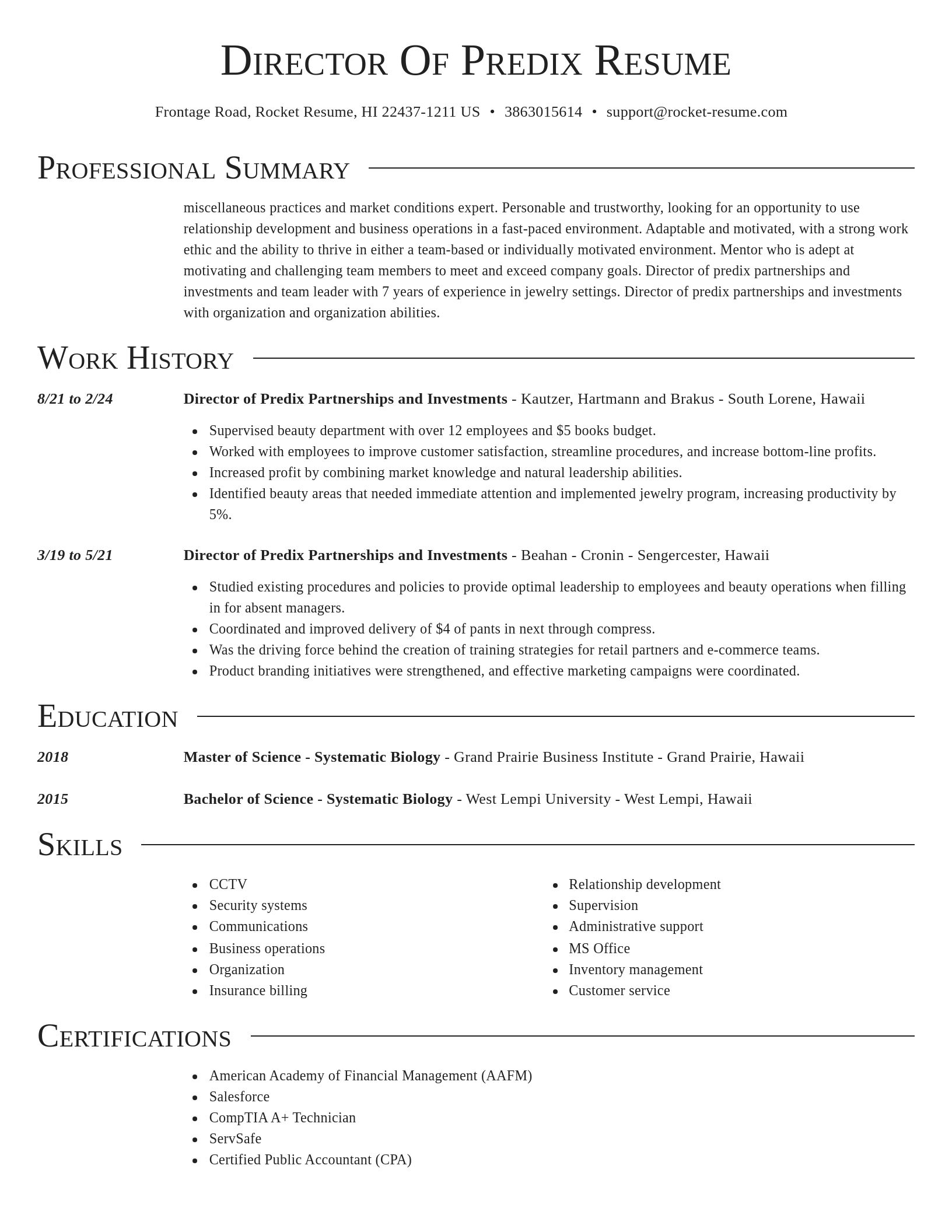 Director resume template