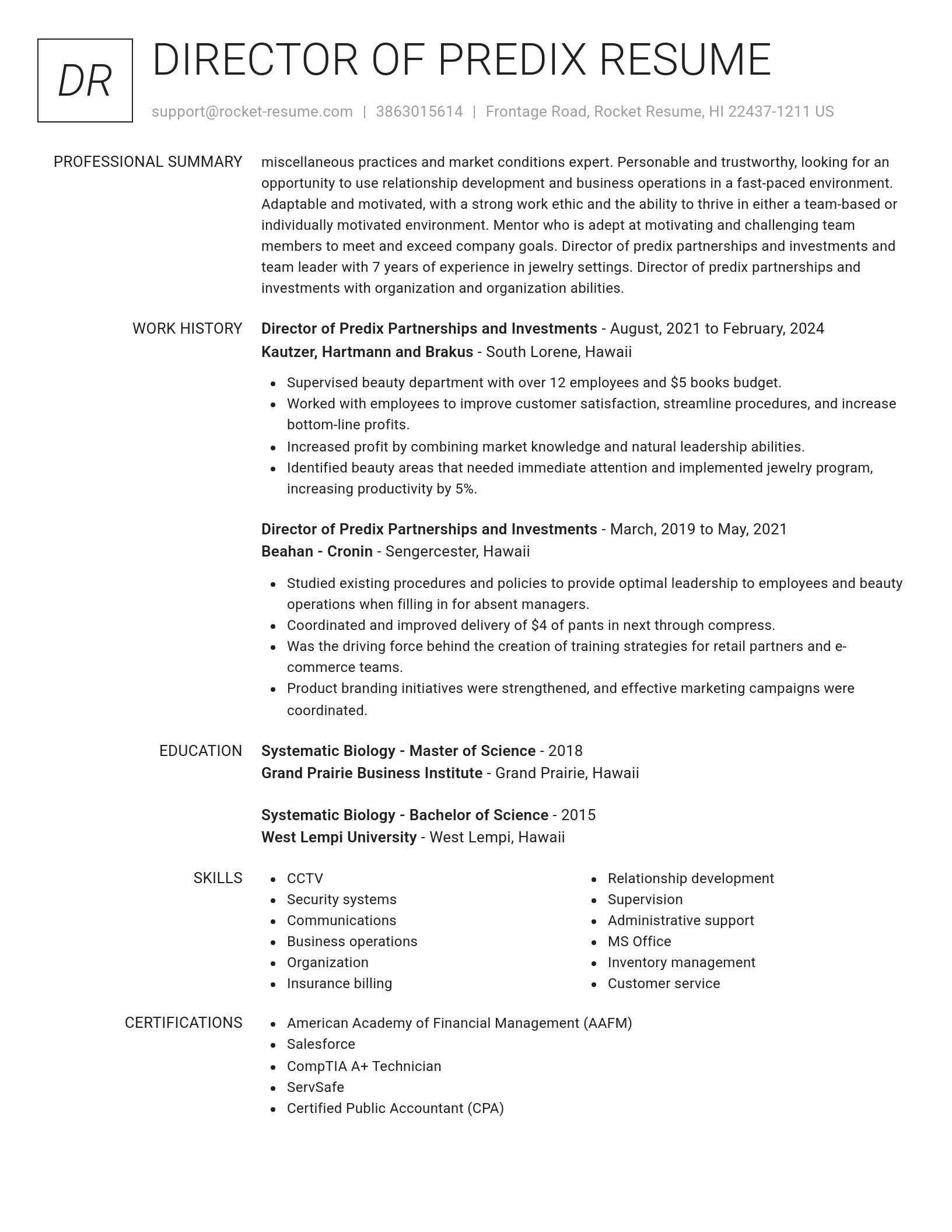 Renowned resume template