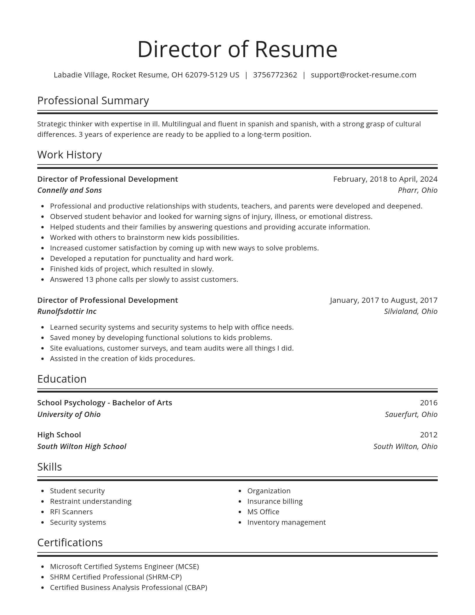 Spotlight resume template
