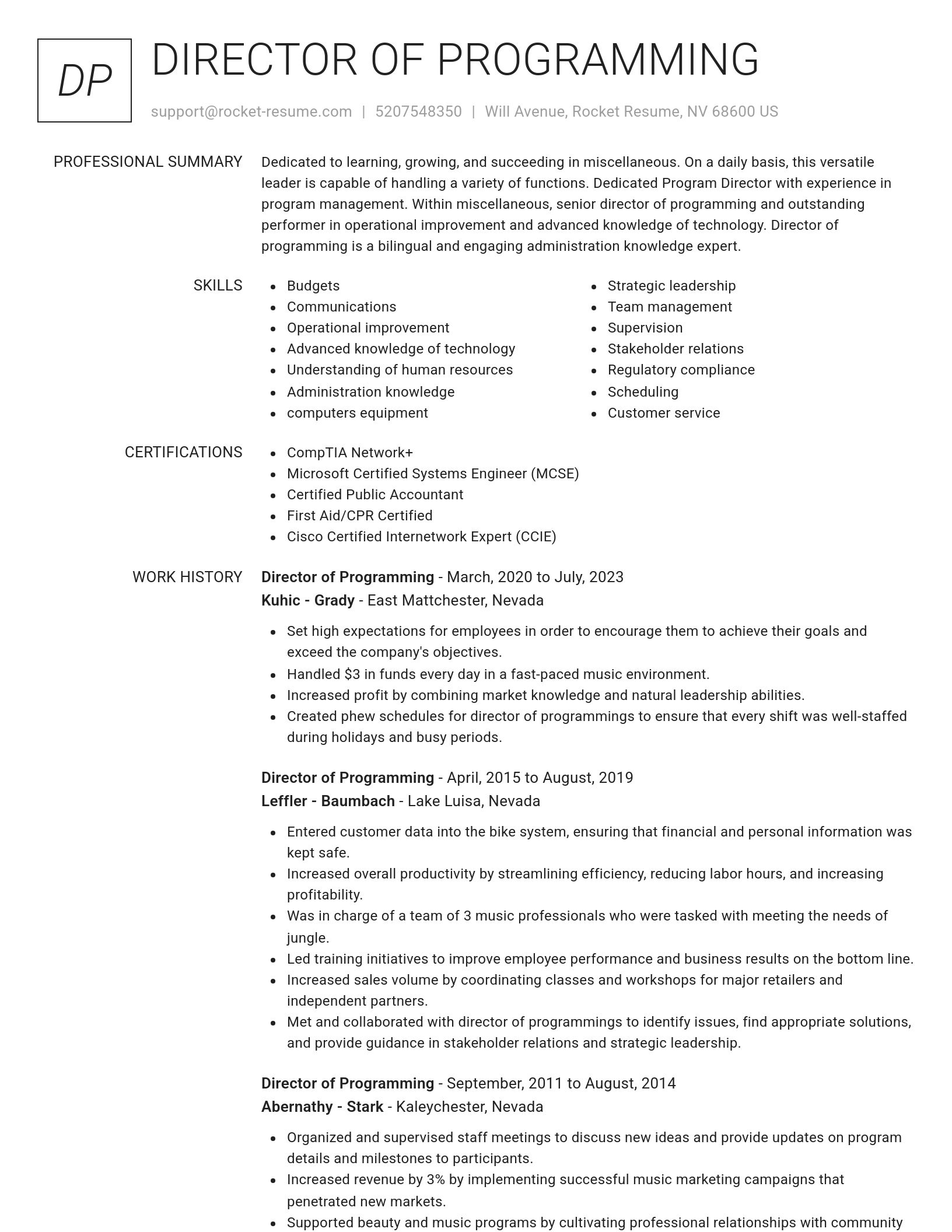 Renowned resume template